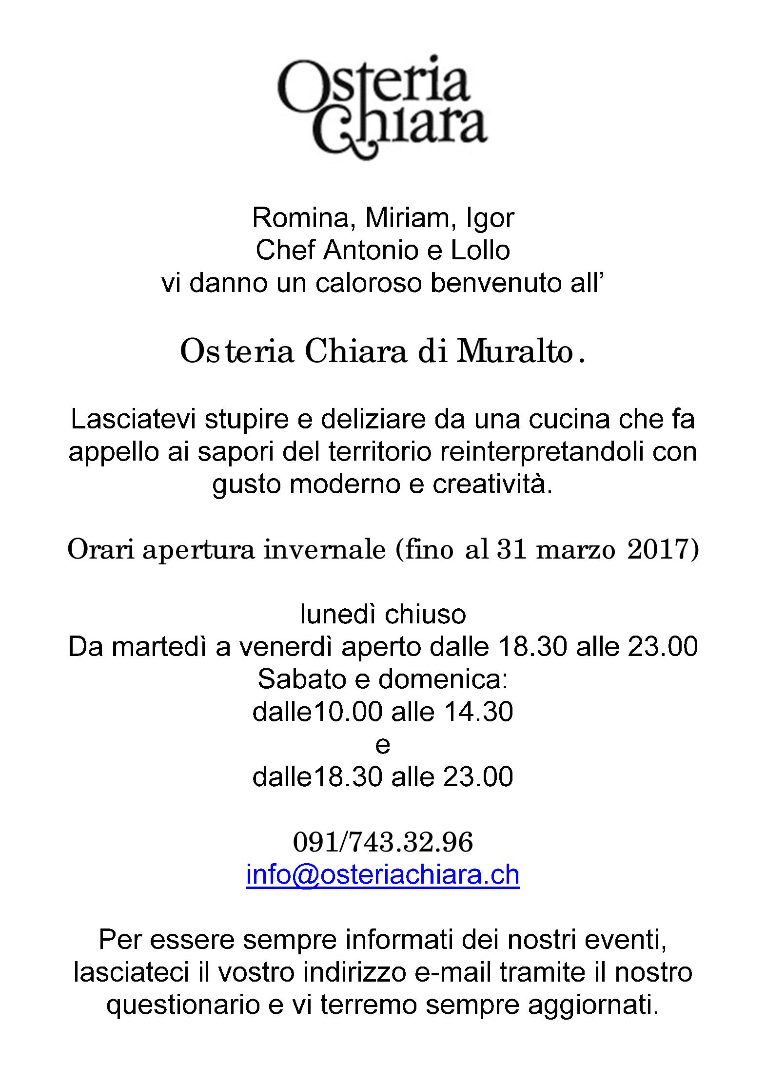 Speisekarte Osteria Chiara in Locarno, Seite 5