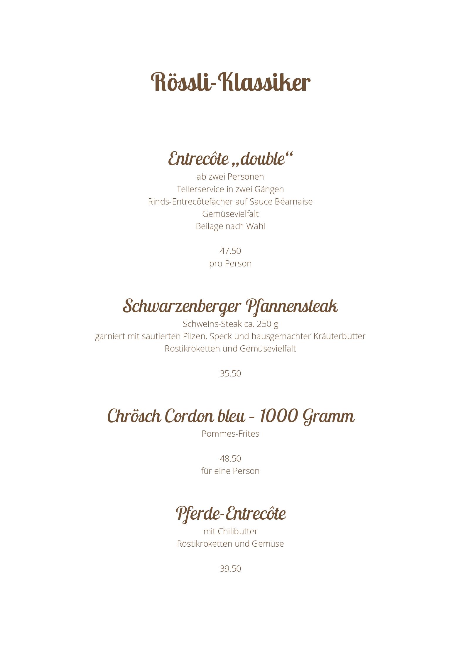Speisekarte Restaurant Rossli Schwarzenberg in Schwarzenberg, Seite 3