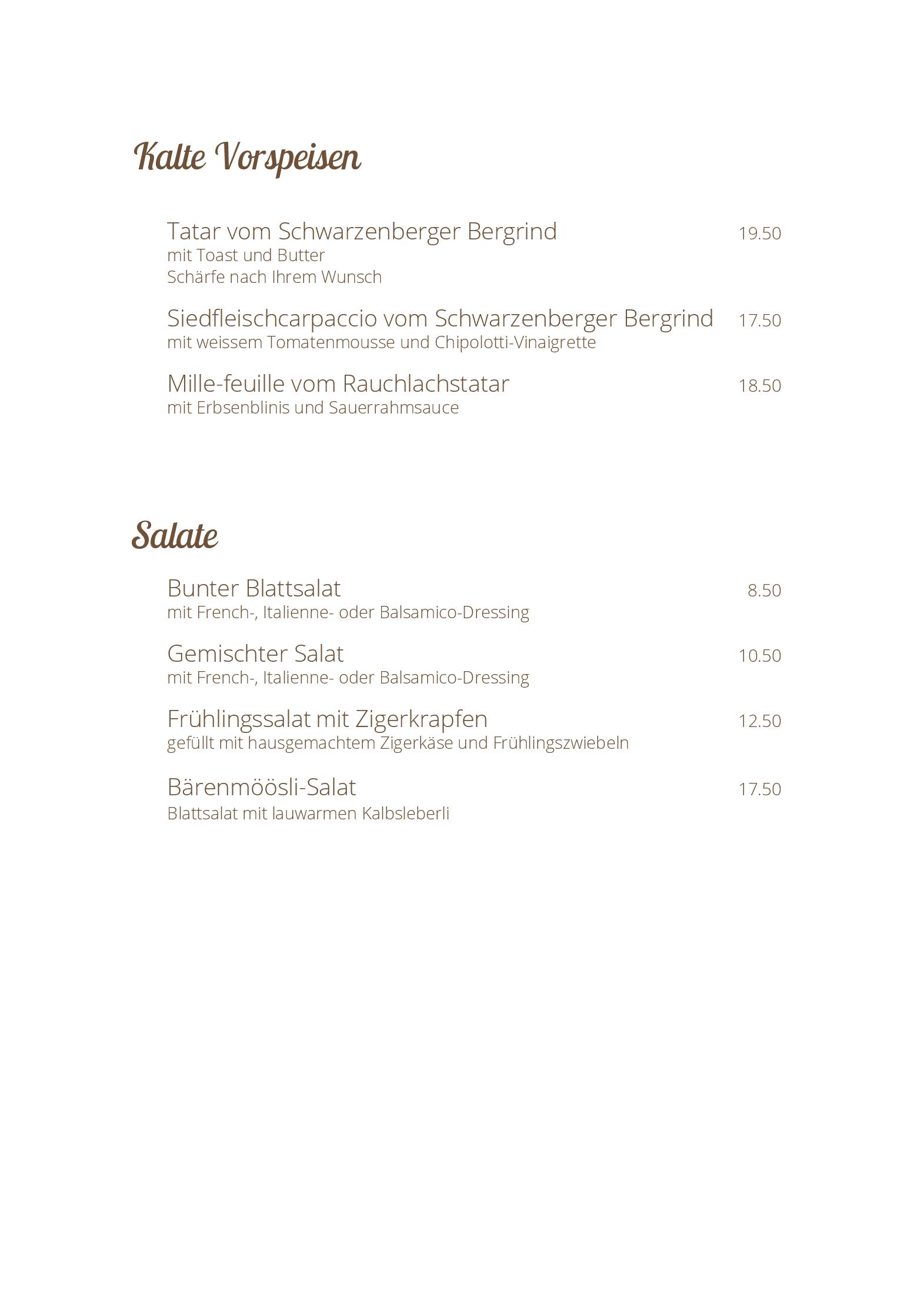 Speisekarte Restaurant Rossli Schwarzenberg in Schwarzenberg, Seite 5