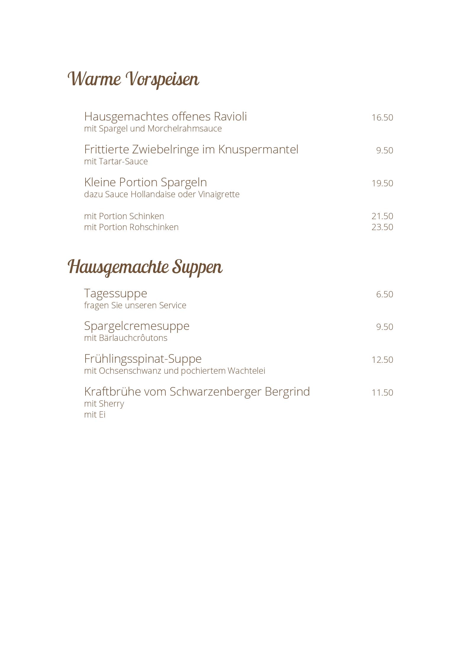 Speisekarte Restaurant Rossli Schwarzenberg in Schwarzenberg, Seite 6