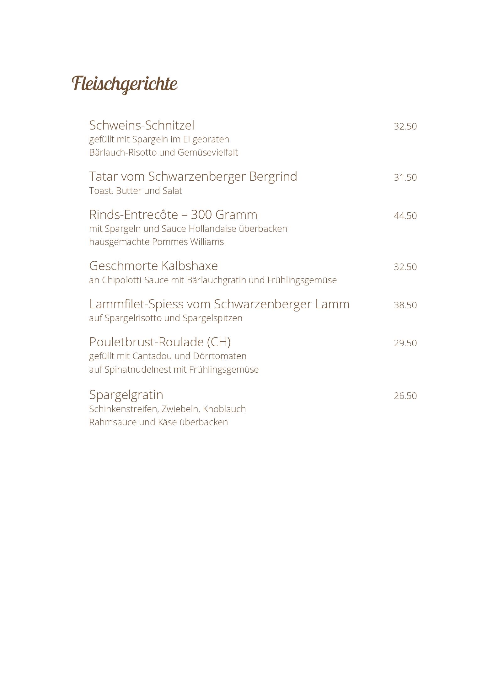 Speisekarte Restaurant Rossli Schwarzenberg in Schwarzenberg, Seite 7