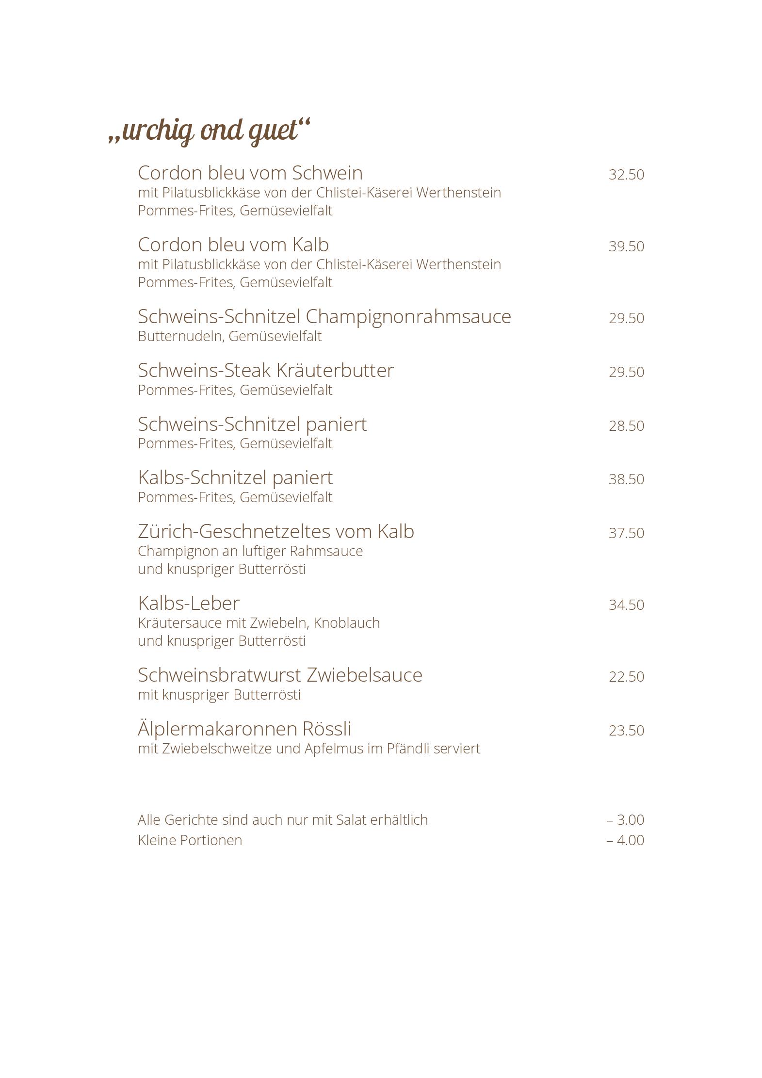 Speisekarte Restaurant Rossli Schwarzenberg in Schwarzenberg, Seite 9