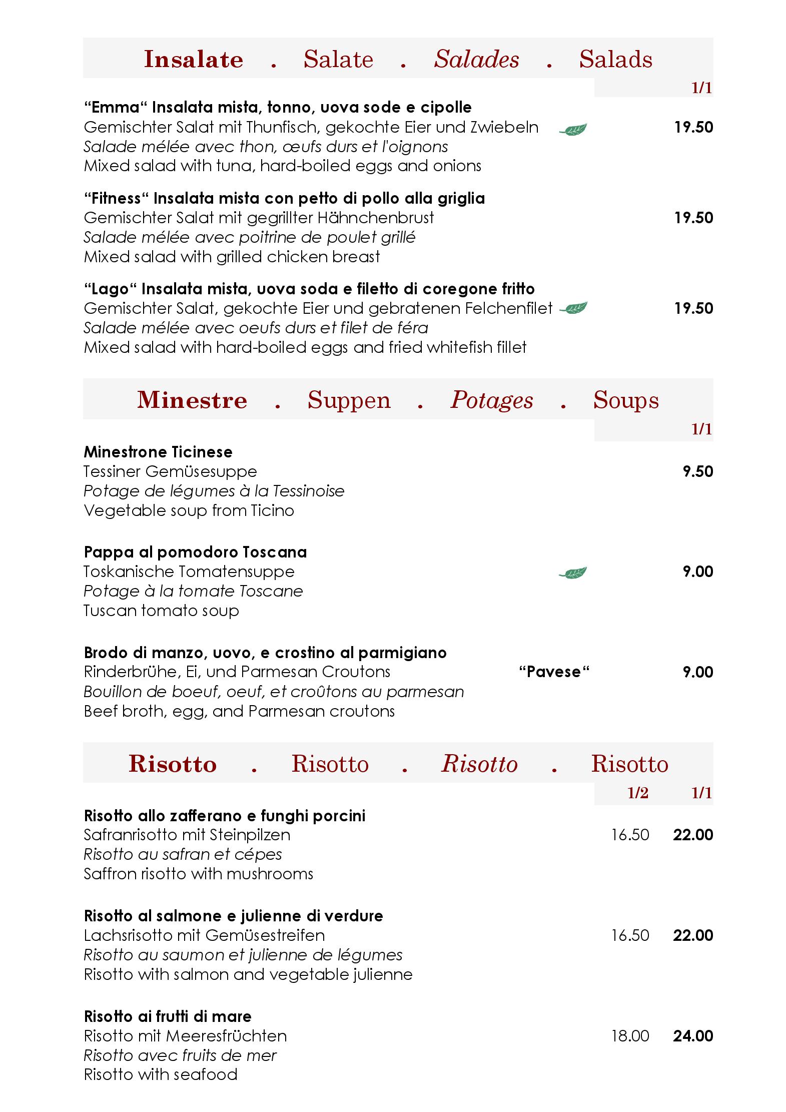 Speisekarte Ristorante Pizzeria AL LAGO in Vogorno, Seite 3