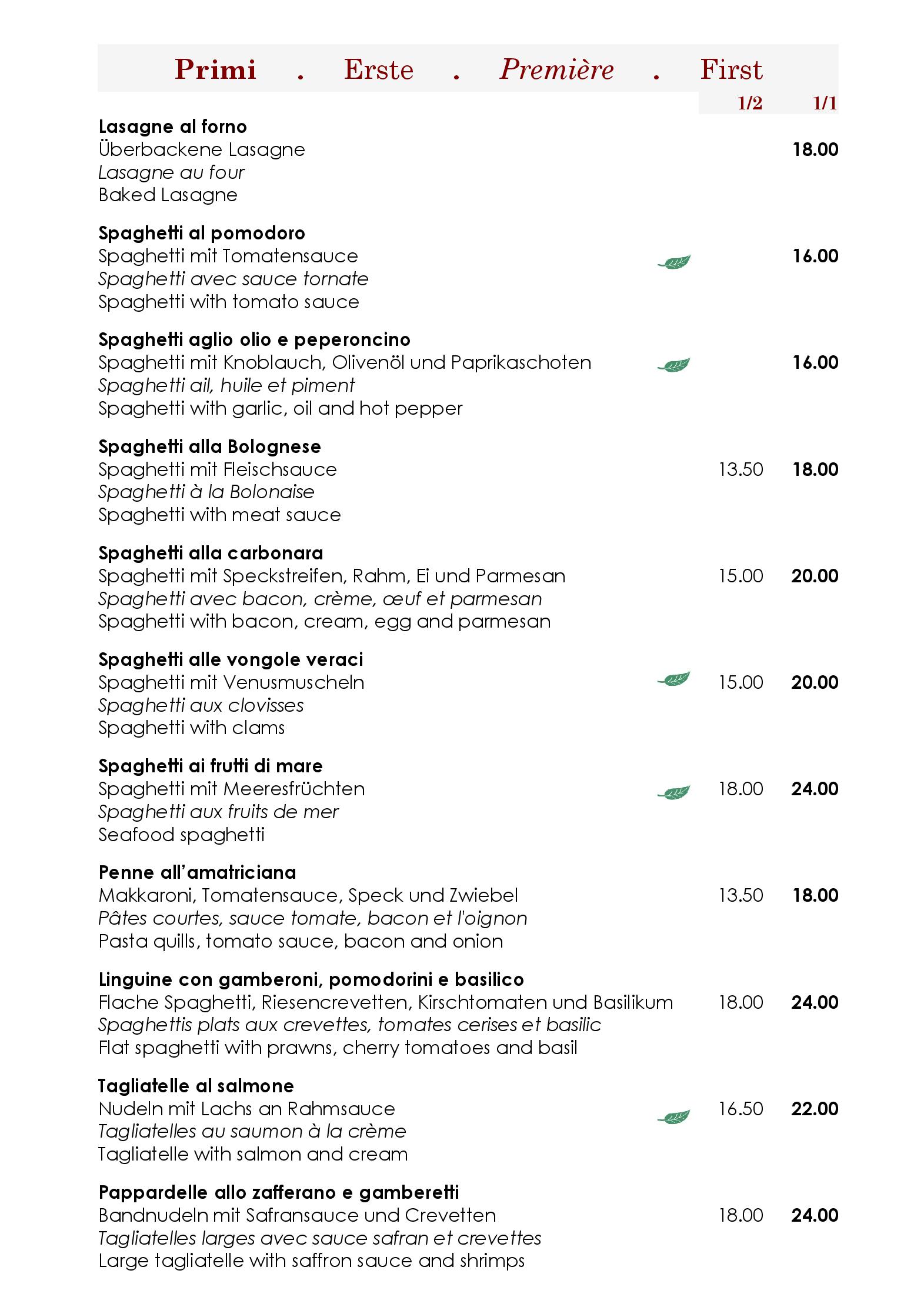 Speisekarte Ristorante Pizzeria AL LAGO in Vogorno, Seite 4