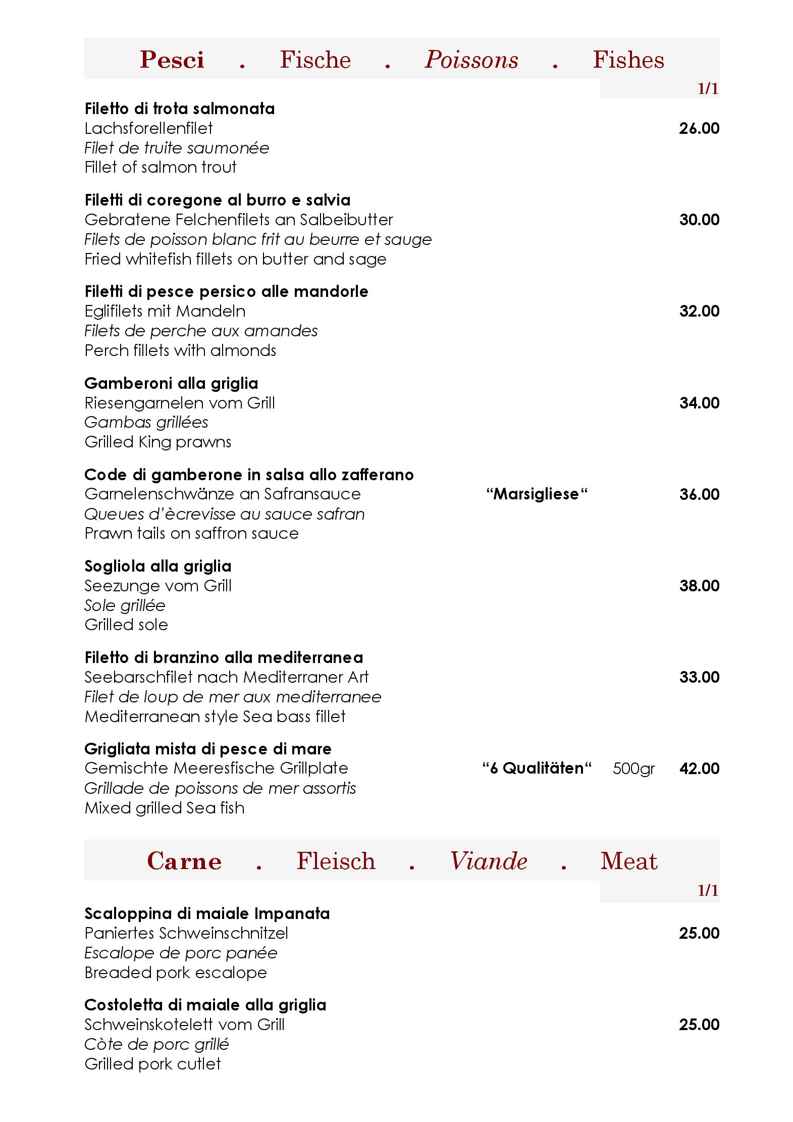 Speisekarte Ristorante Pizzeria AL LAGO in Vogorno, Seite 5