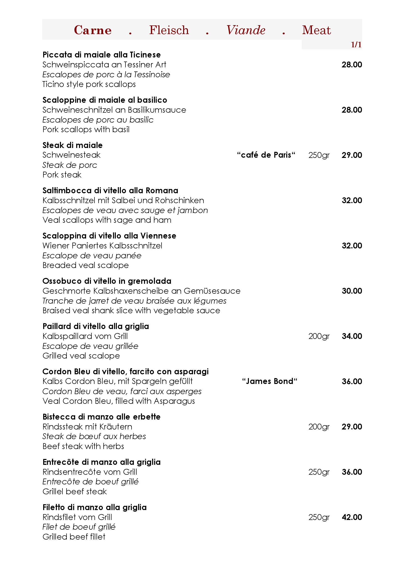 Speisekarte Ristorante Pizzeria AL LAGO in Vogorno, Seite 6