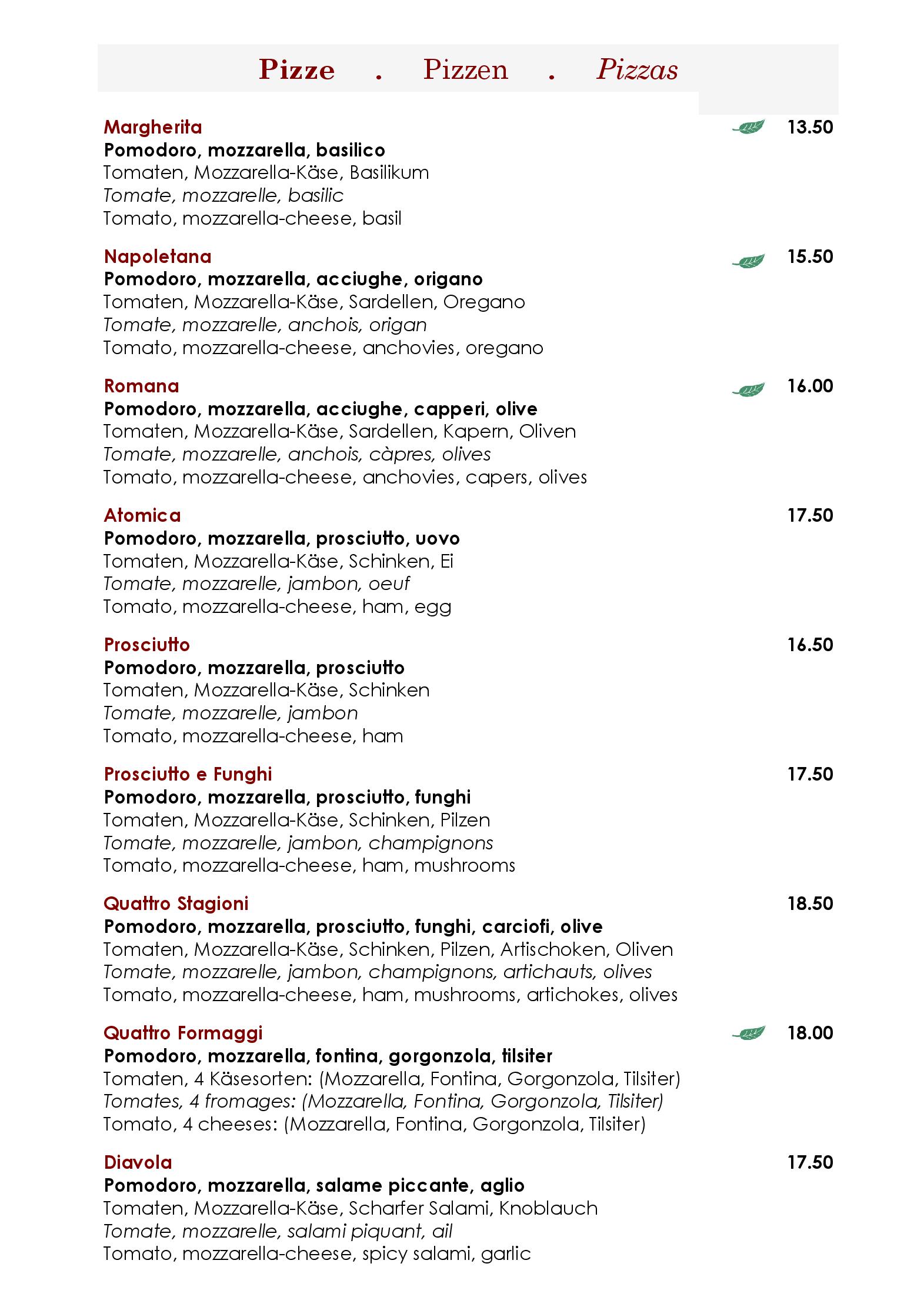 Speisekarte Ristorante Pizzeria AL LAGO in Vogorno, Seite 8