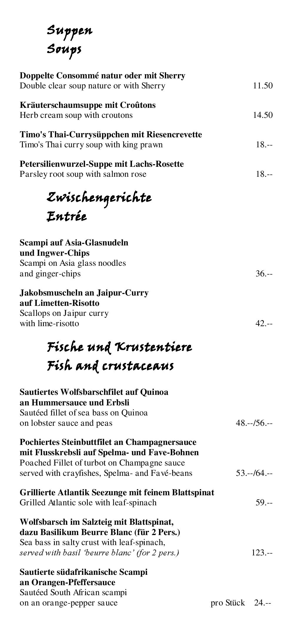 Speisekarte Chasellas Suvretta in St. Moritz, Seite 3