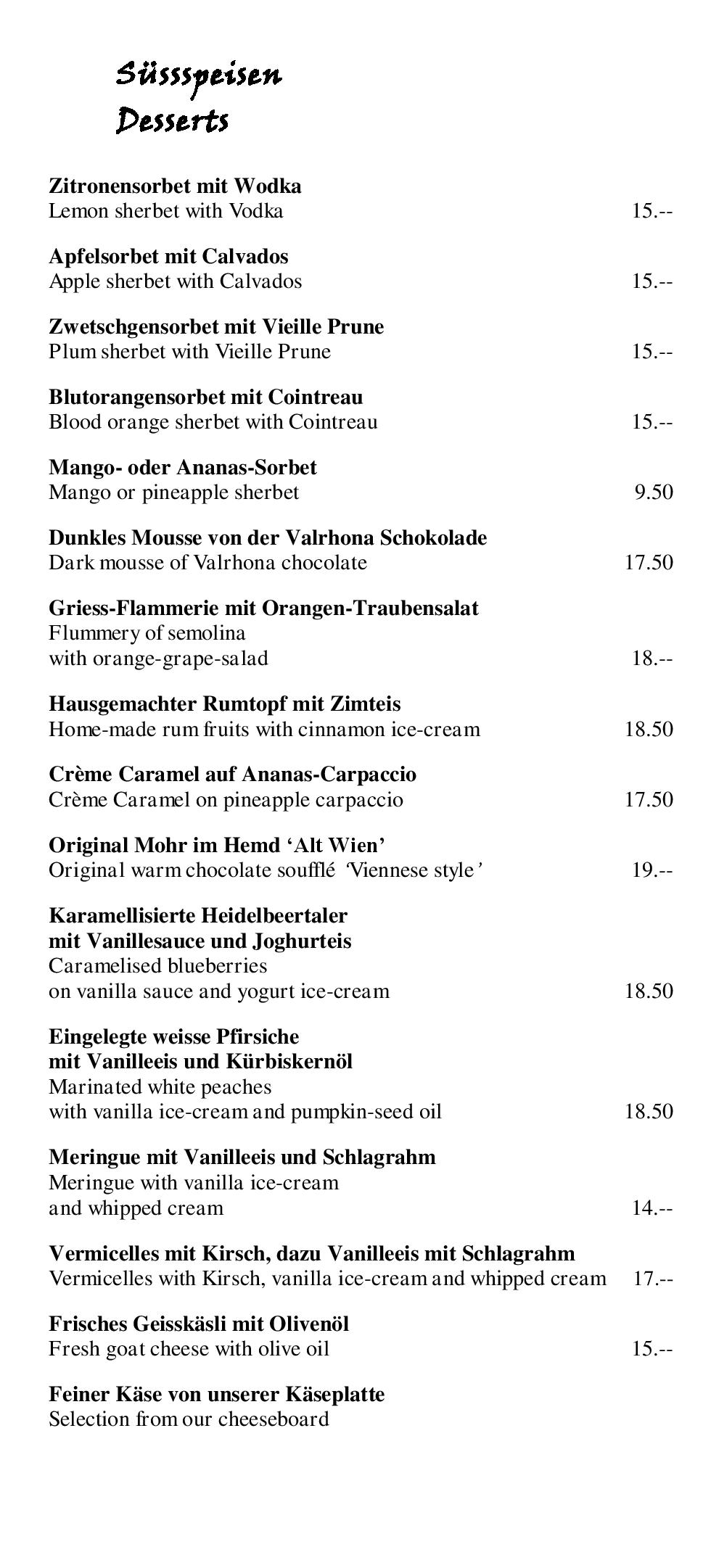 Speisekarte Chasellas Suvretta in St. Moritz, Seite 5