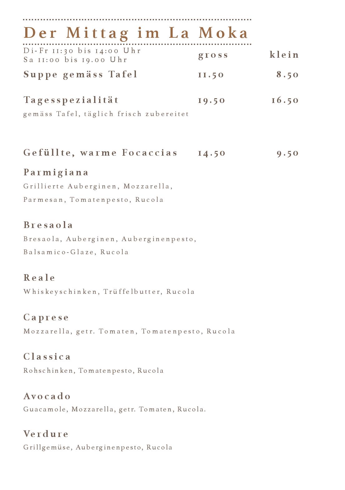 Speisekarte Cafe Bar La Moka in Wil, Seite 12