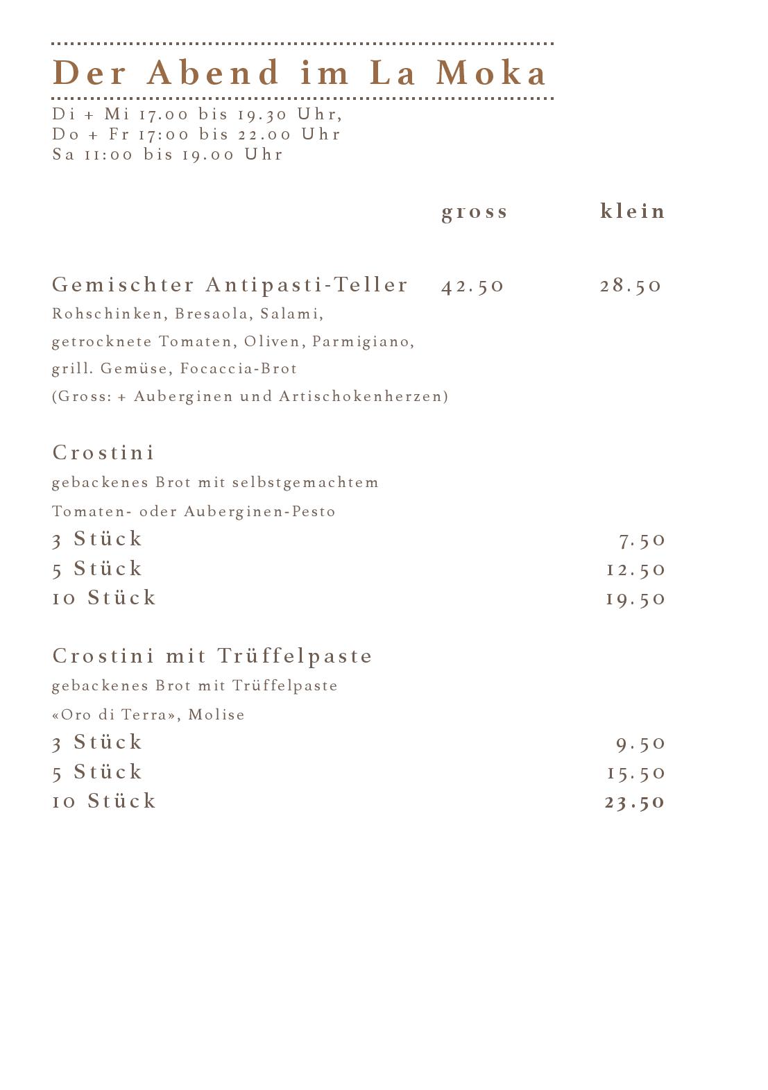Speisekarte Cafe Bar La Moka in Wil, Seite 15