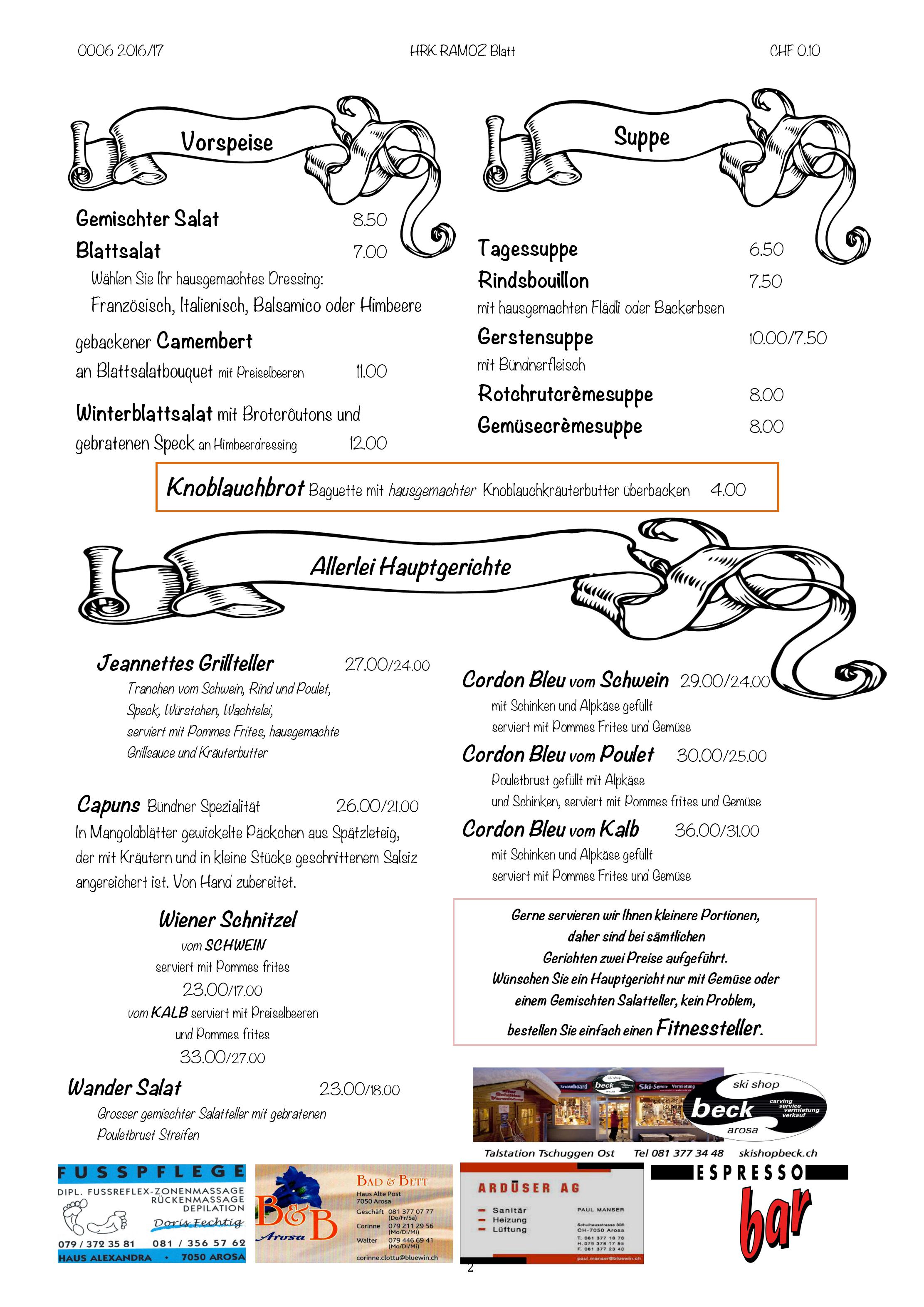 Speisekarte Restaurant Ramoz in Litziruti, Seite 2