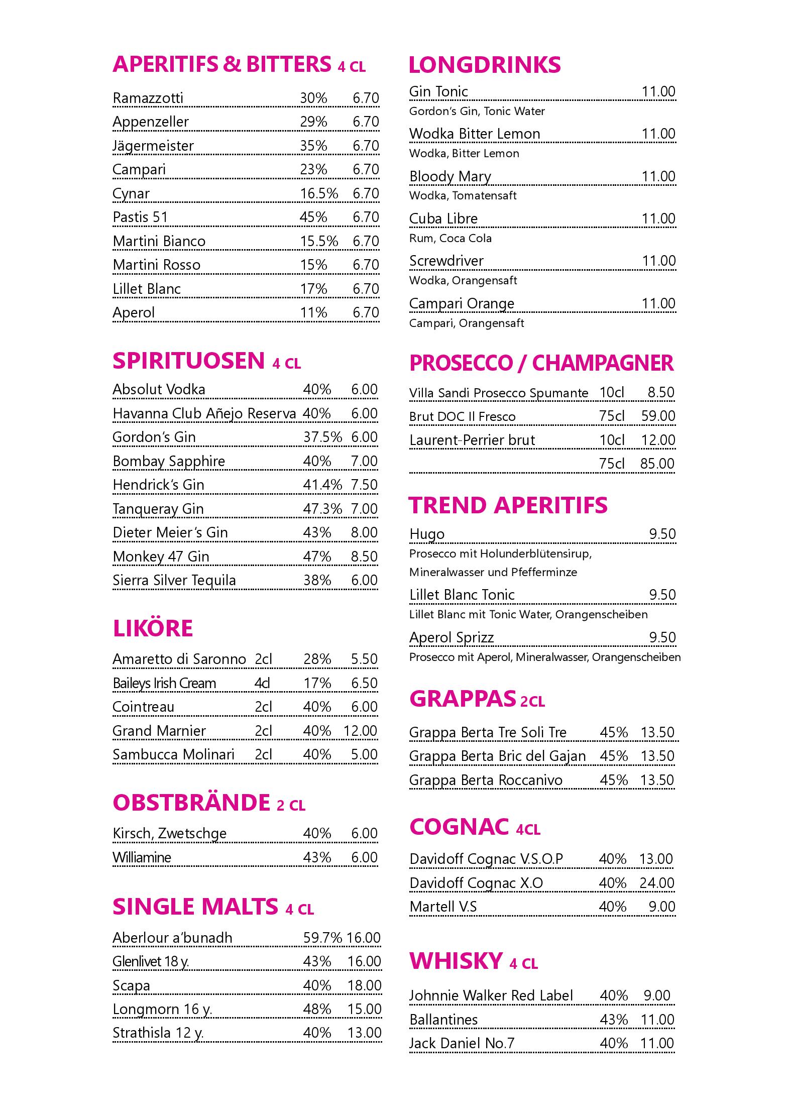 Speisekarte Restaurant Zone3 in Lyssach, Seite 10