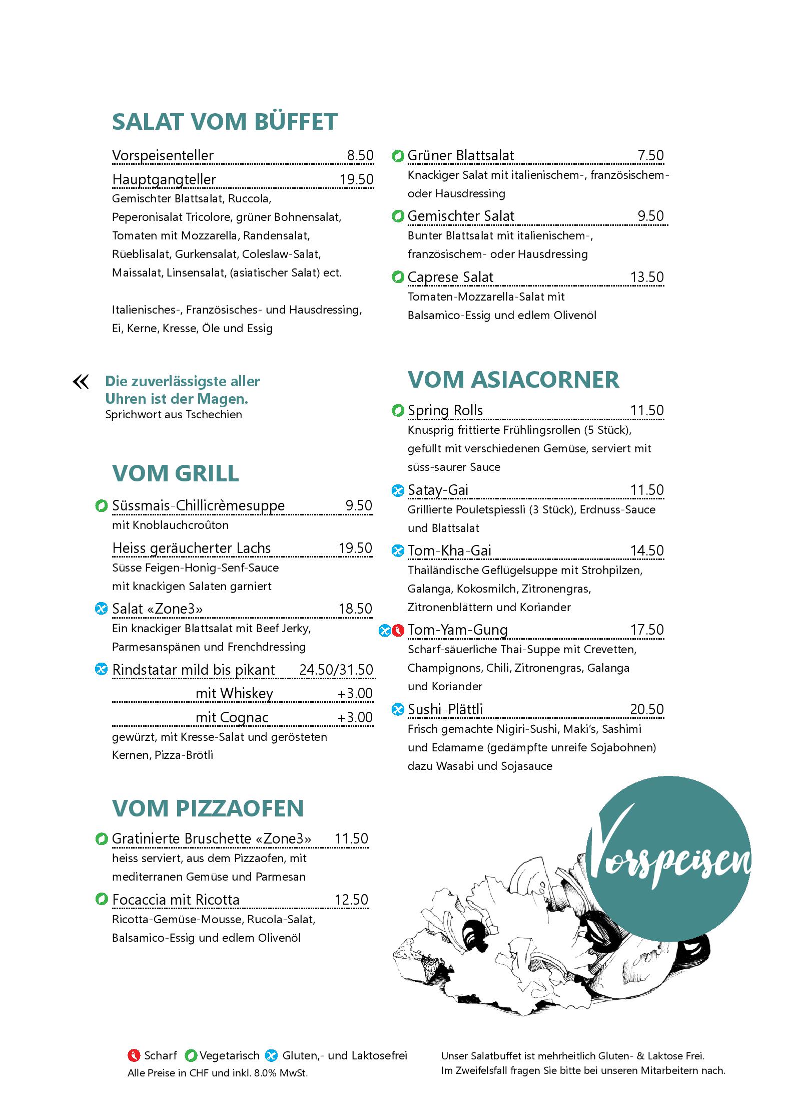 Speisekarte Restaurant Zone3 in Lyssach, Seite 3