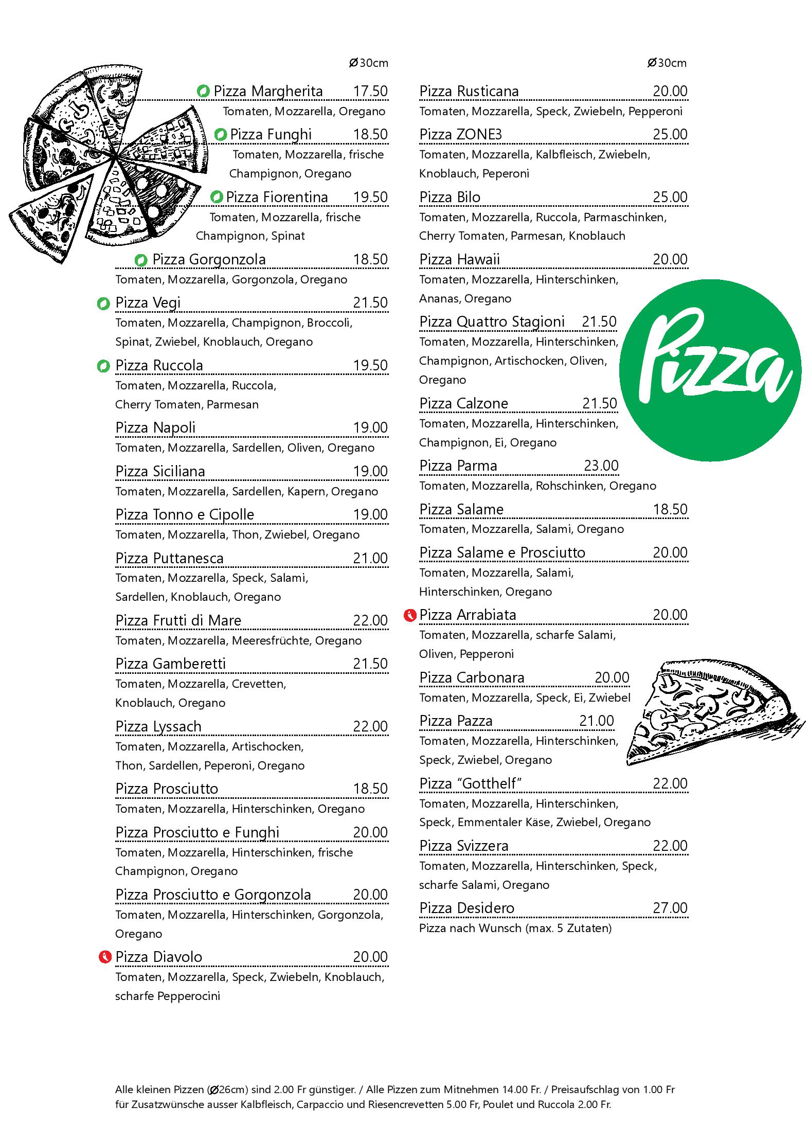 Speisekarte Restaurant Zone3 in Lyssach, Seite 6