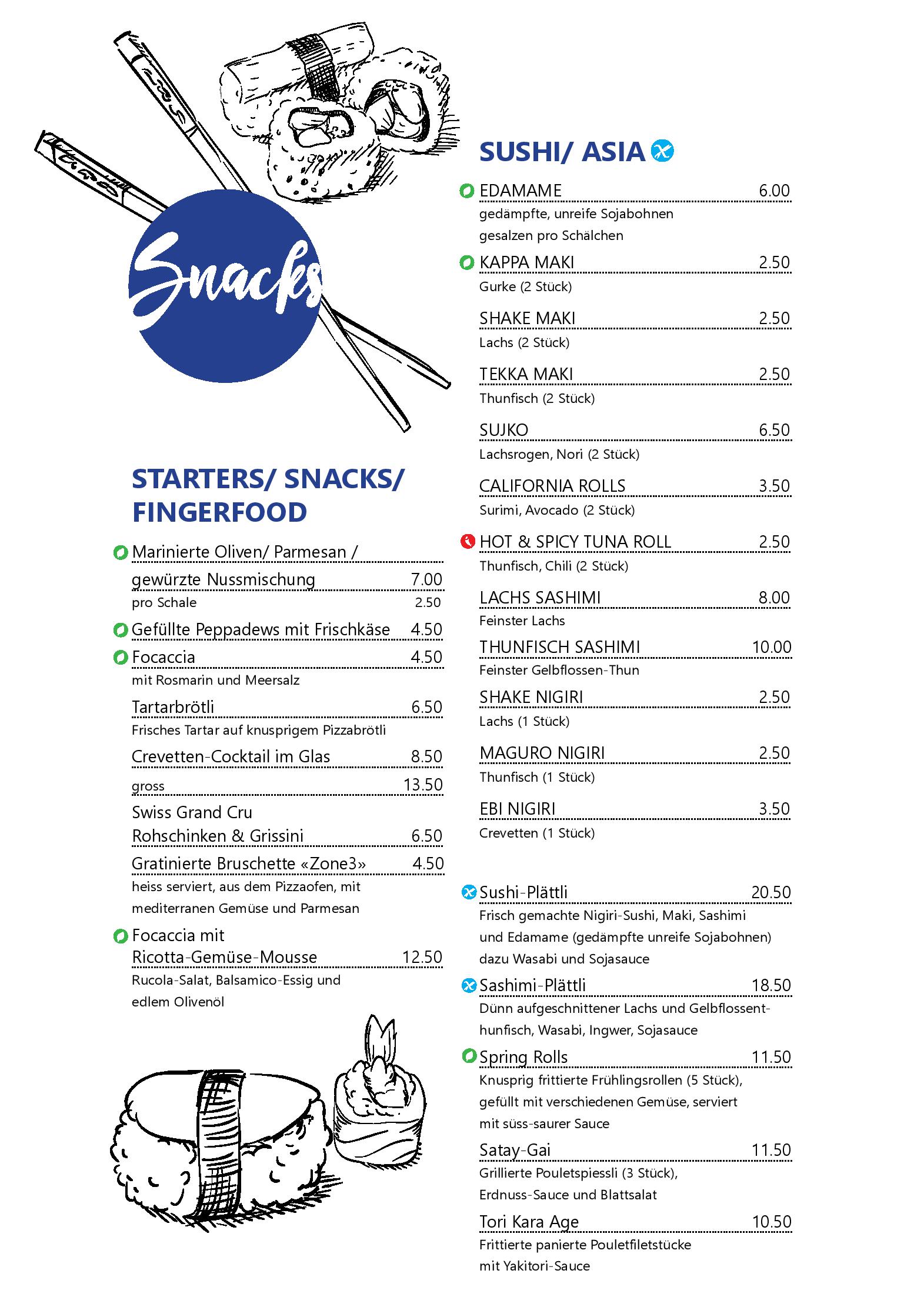 Speisekarte Restaurant Zone3 in Lyssach, Seite 8