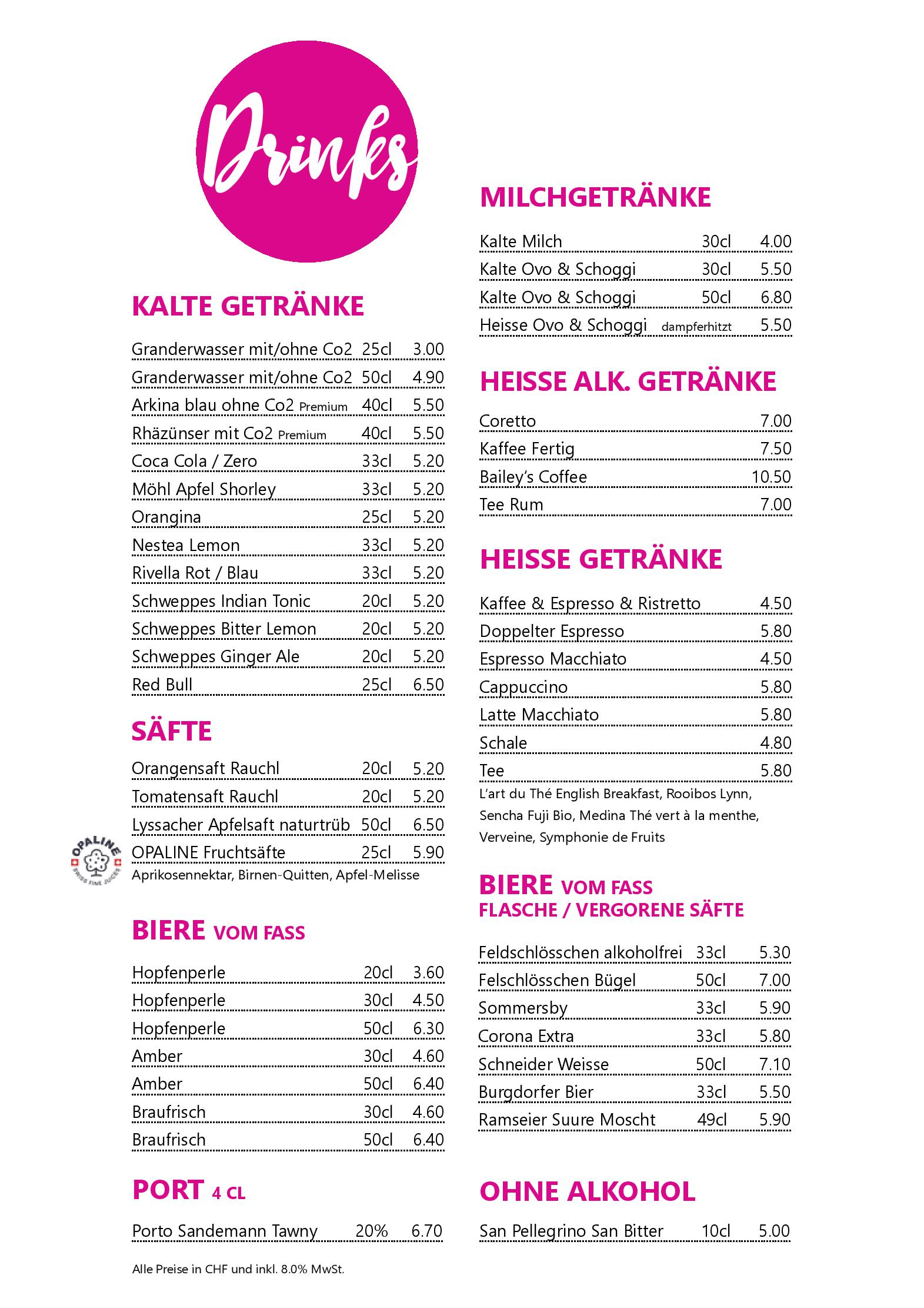 Speisekarte Restaurant Zone3 in Lyssach, Seite 9