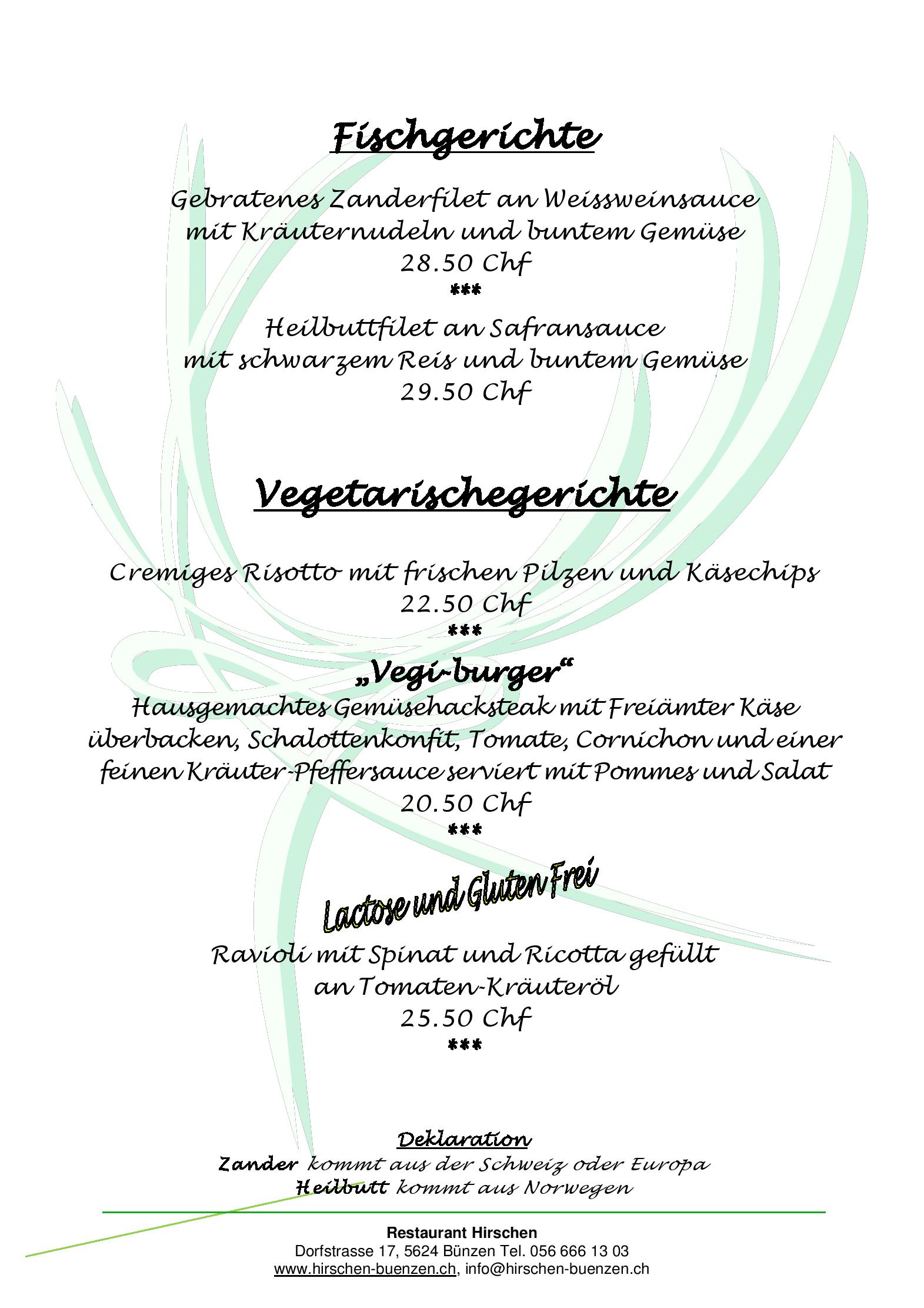 Speisekarte Restaurant Hirschen in Bunzen, Seite 7