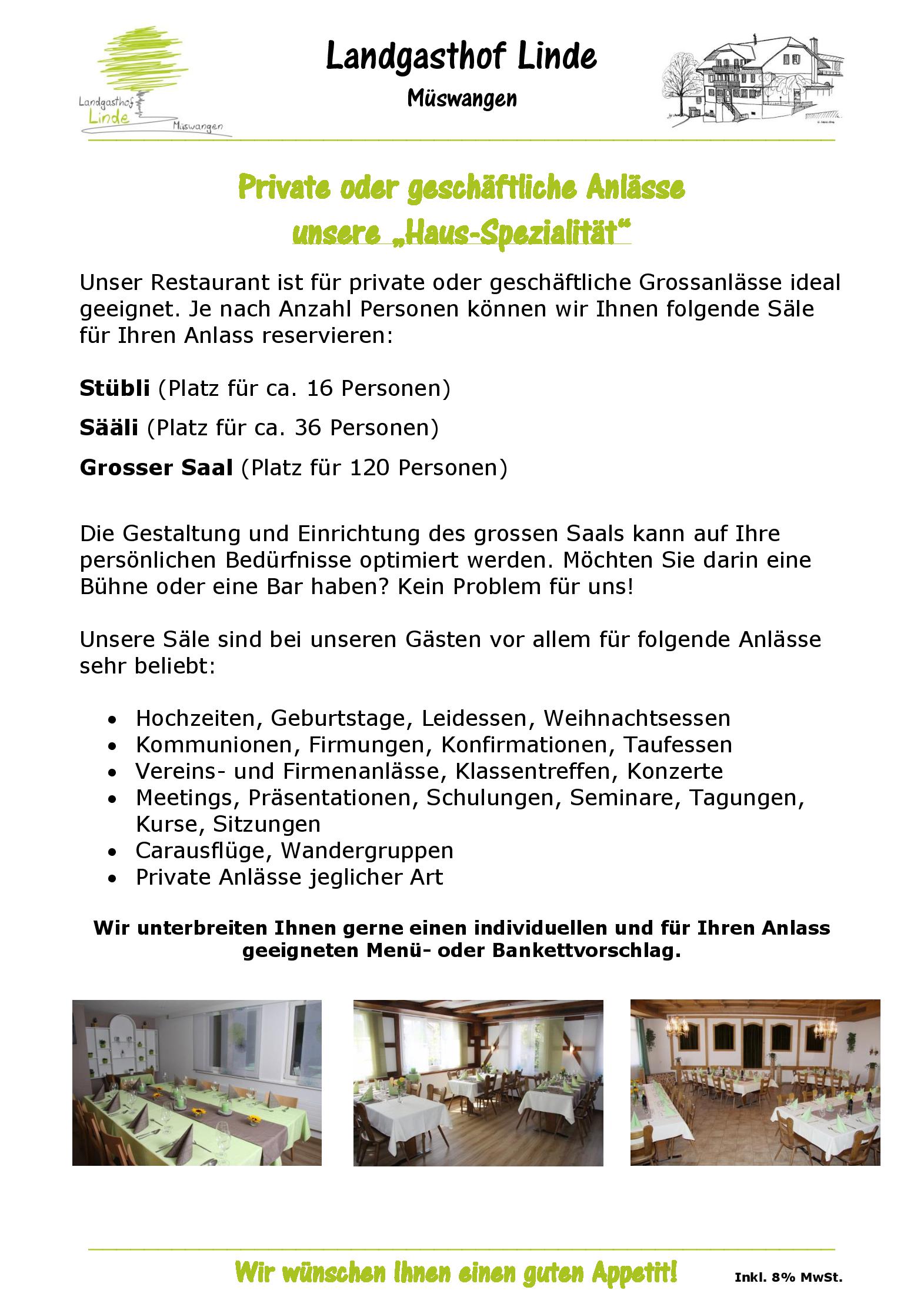 Speisekarte Landgasthof Linde in Müswangen, Seite 3