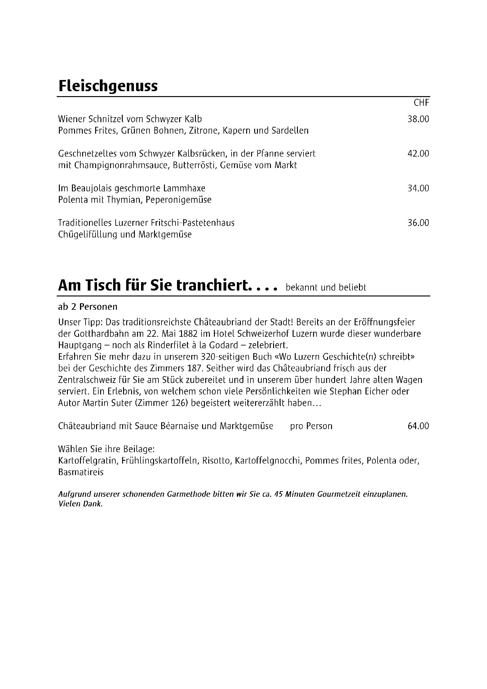 Speisekarte Brasserie VICO in Lucerne, Seite 5