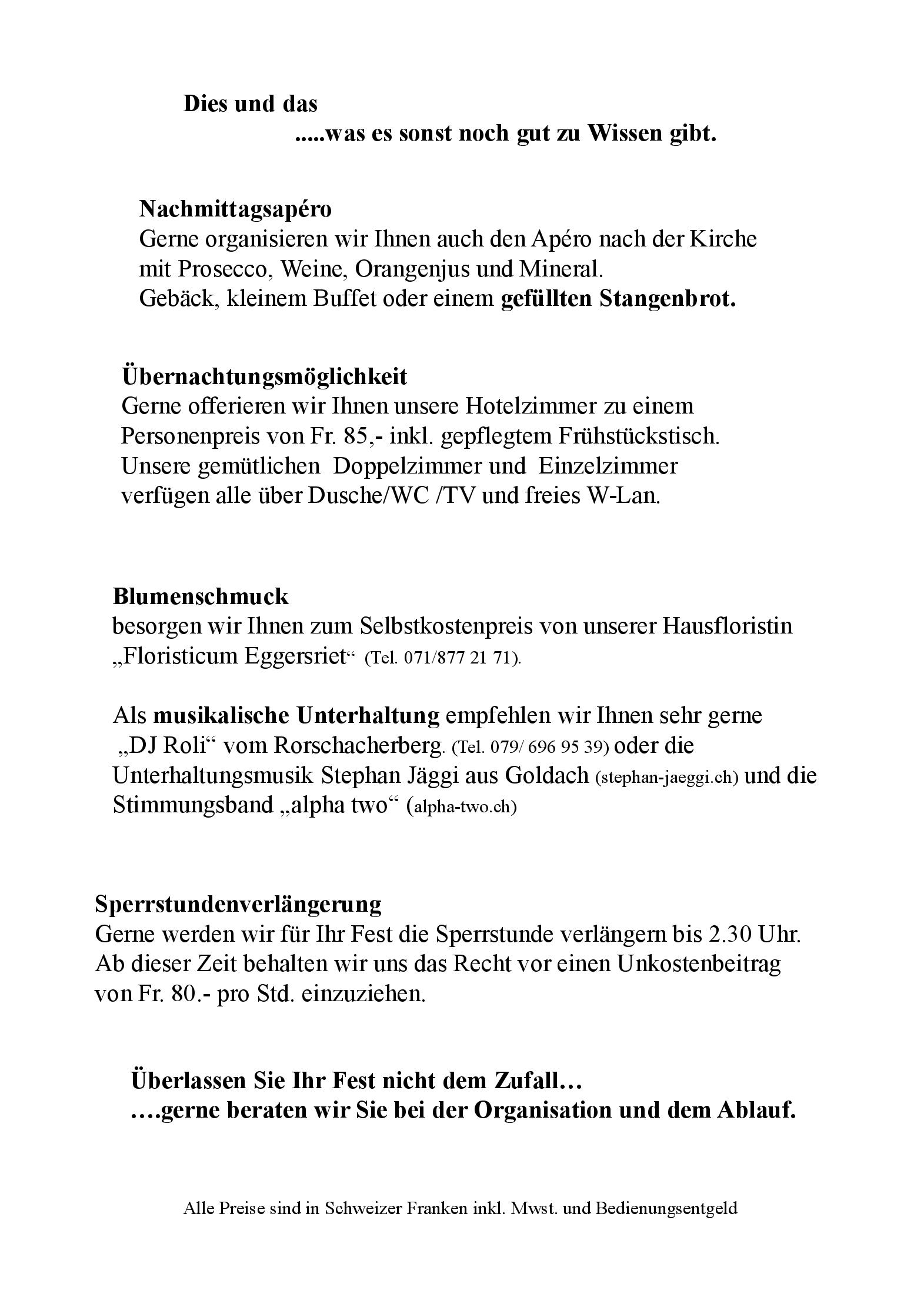 Speisekarte Herr in Grub AR, Seite 11