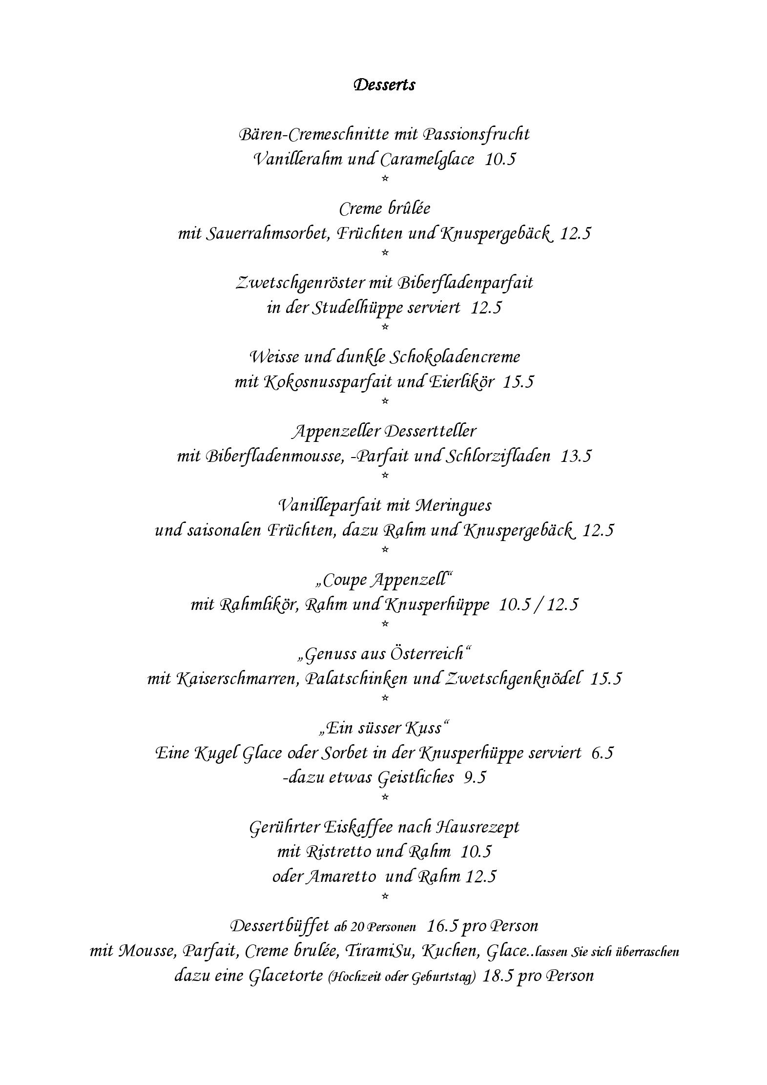 Speisekarte Herr in Grub AR, Seite 4