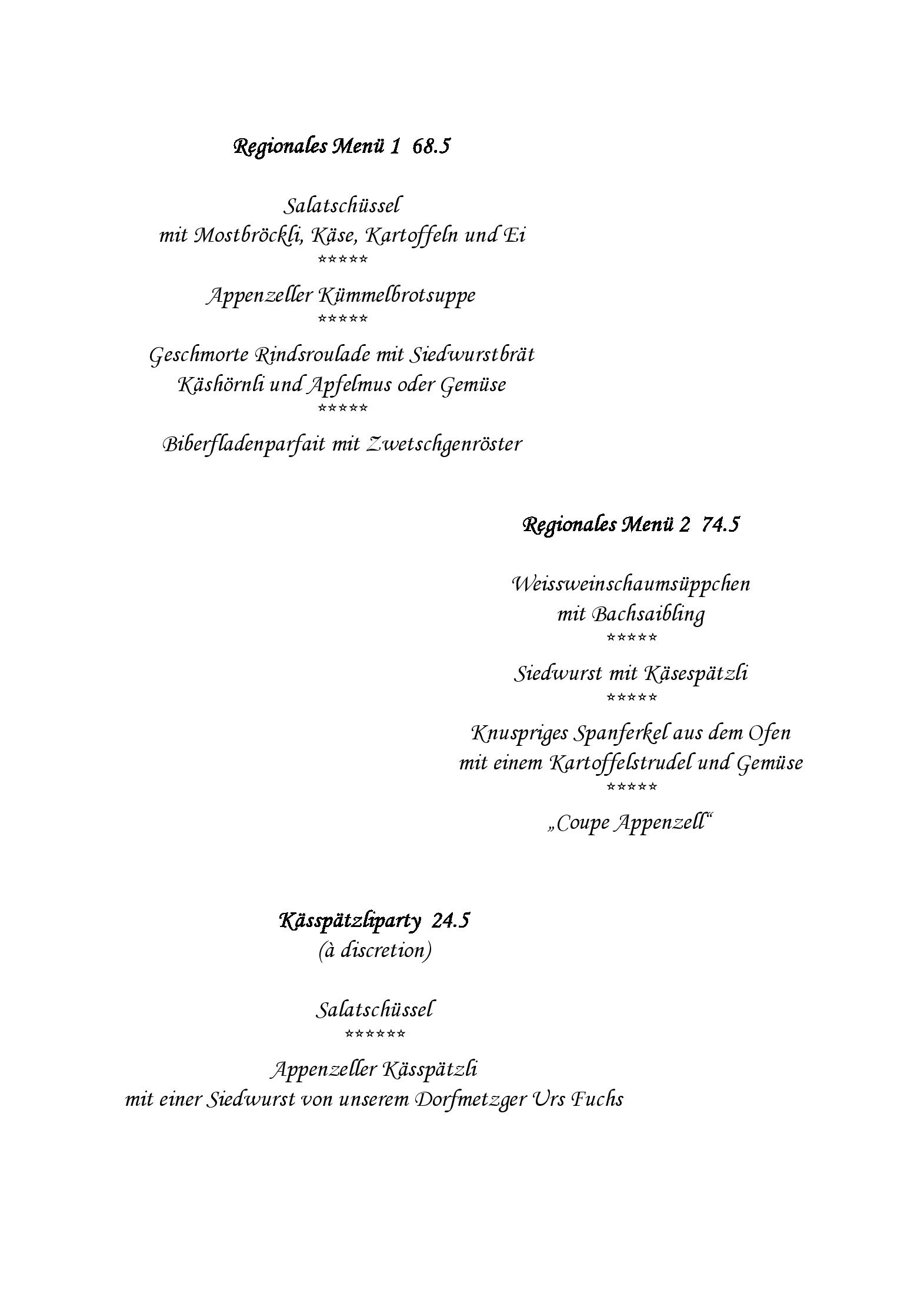 Speisekarte Herr in Grub AR, Seite 6