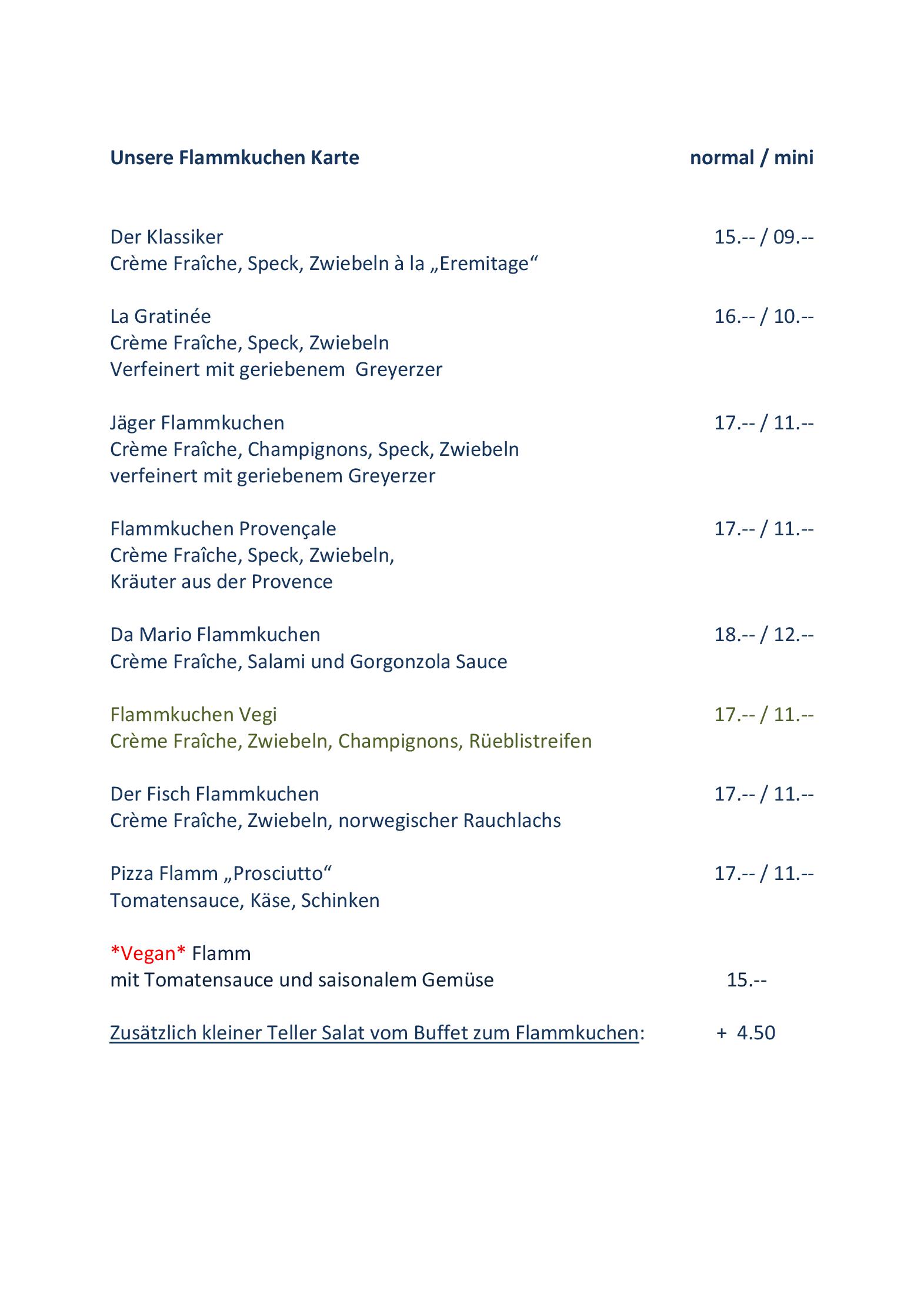 Speisekarte Restaurant Eremitage Arlesheim in Arlesheim, Seite 2