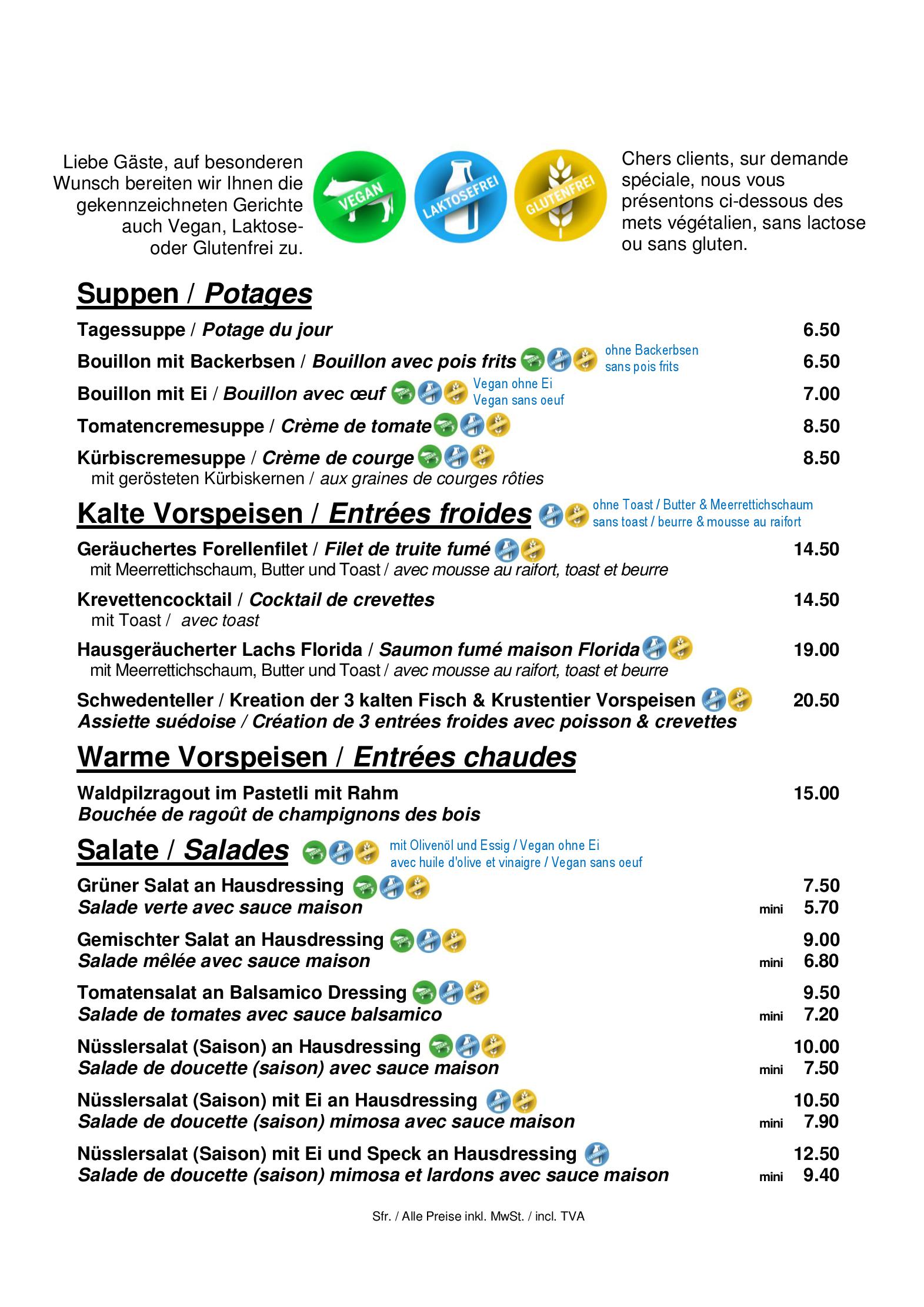Speisekarte Tropepflanzen Restaurant Florida in Studen, Seite 3