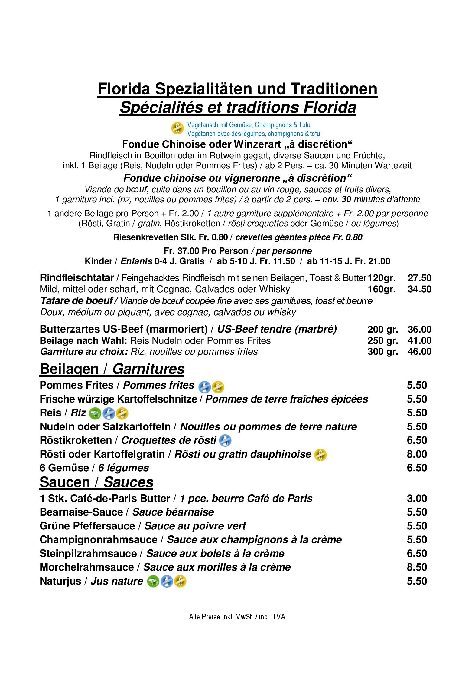 Speisekarte Tropepflanzen Restaurant Florida in Studen, Seite 5