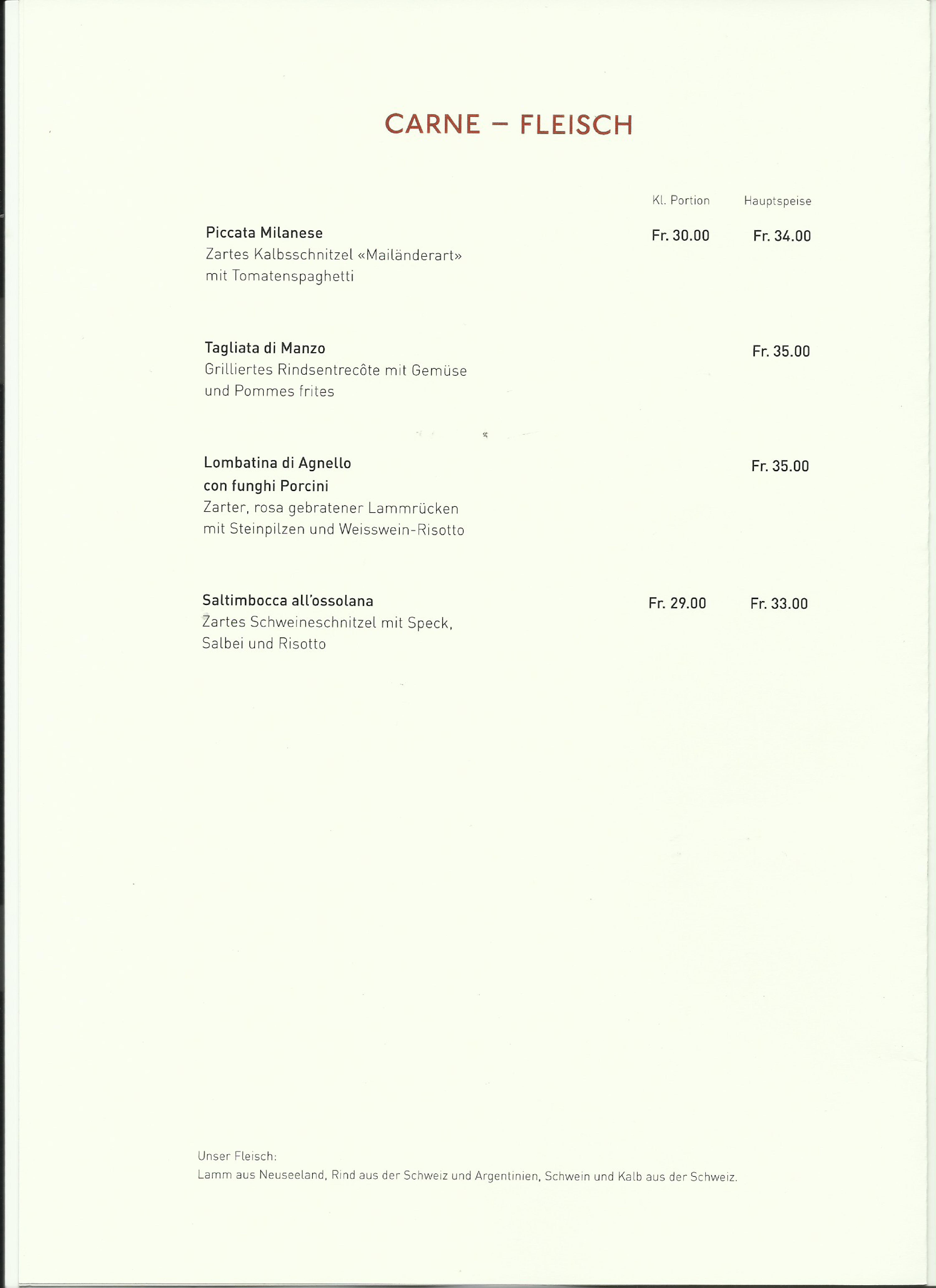 Speisekarte Commerce Ristorante in Brig, Seite 5