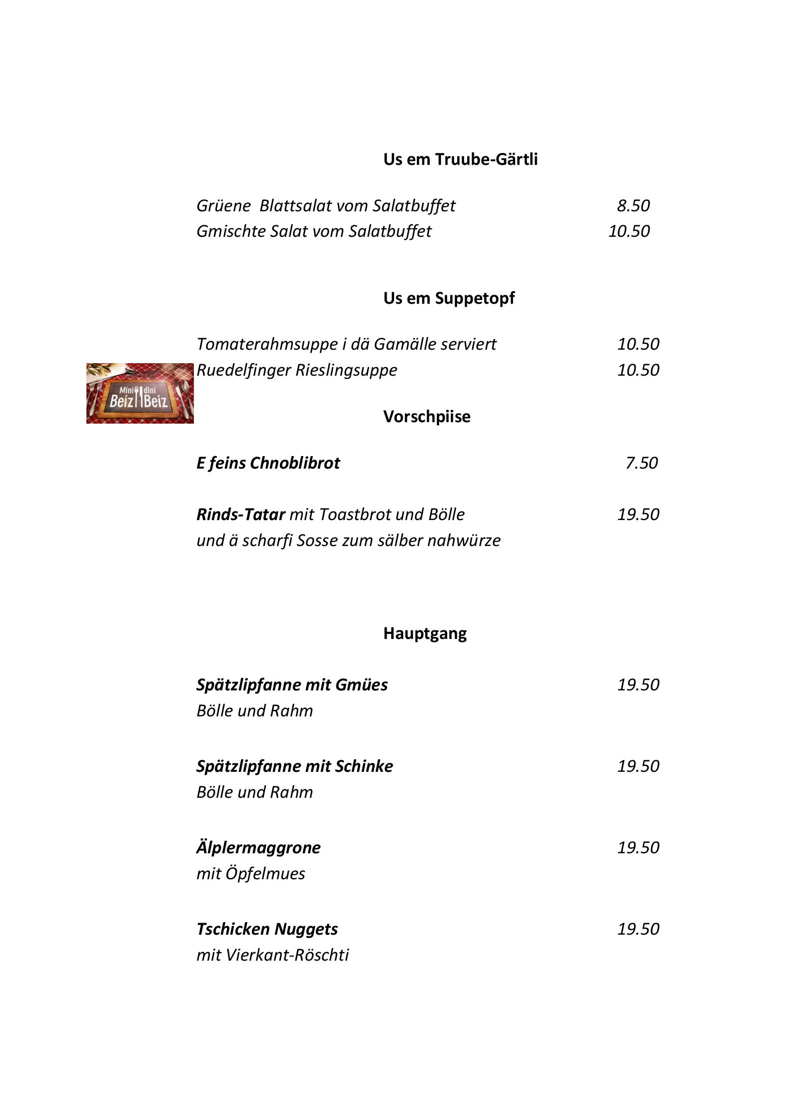 Speisekarte Traube in Rudolfingen, Seite 2