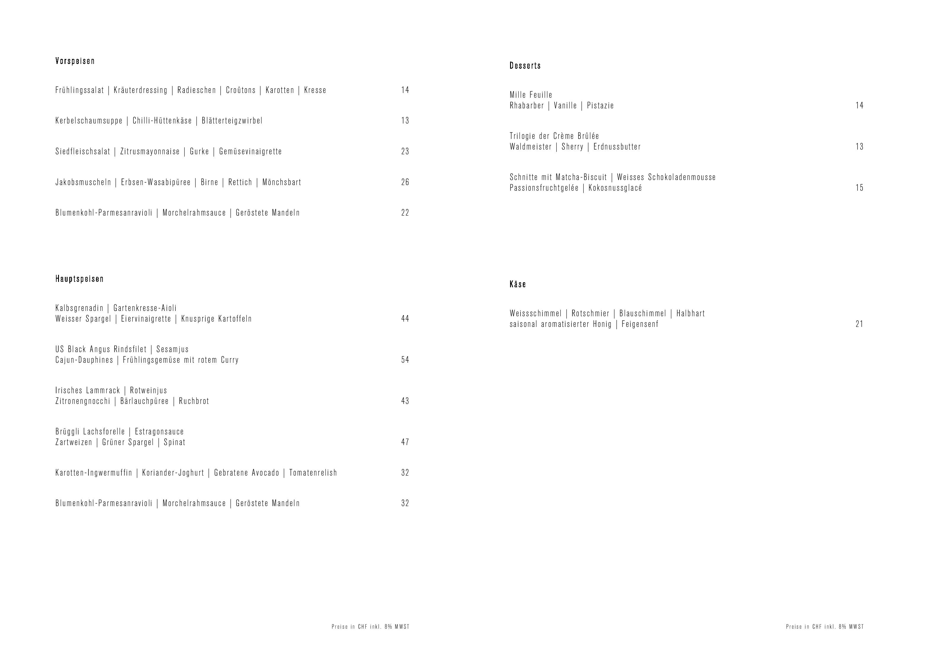 Speisekarte 5 Signori in Basel, Seite 1