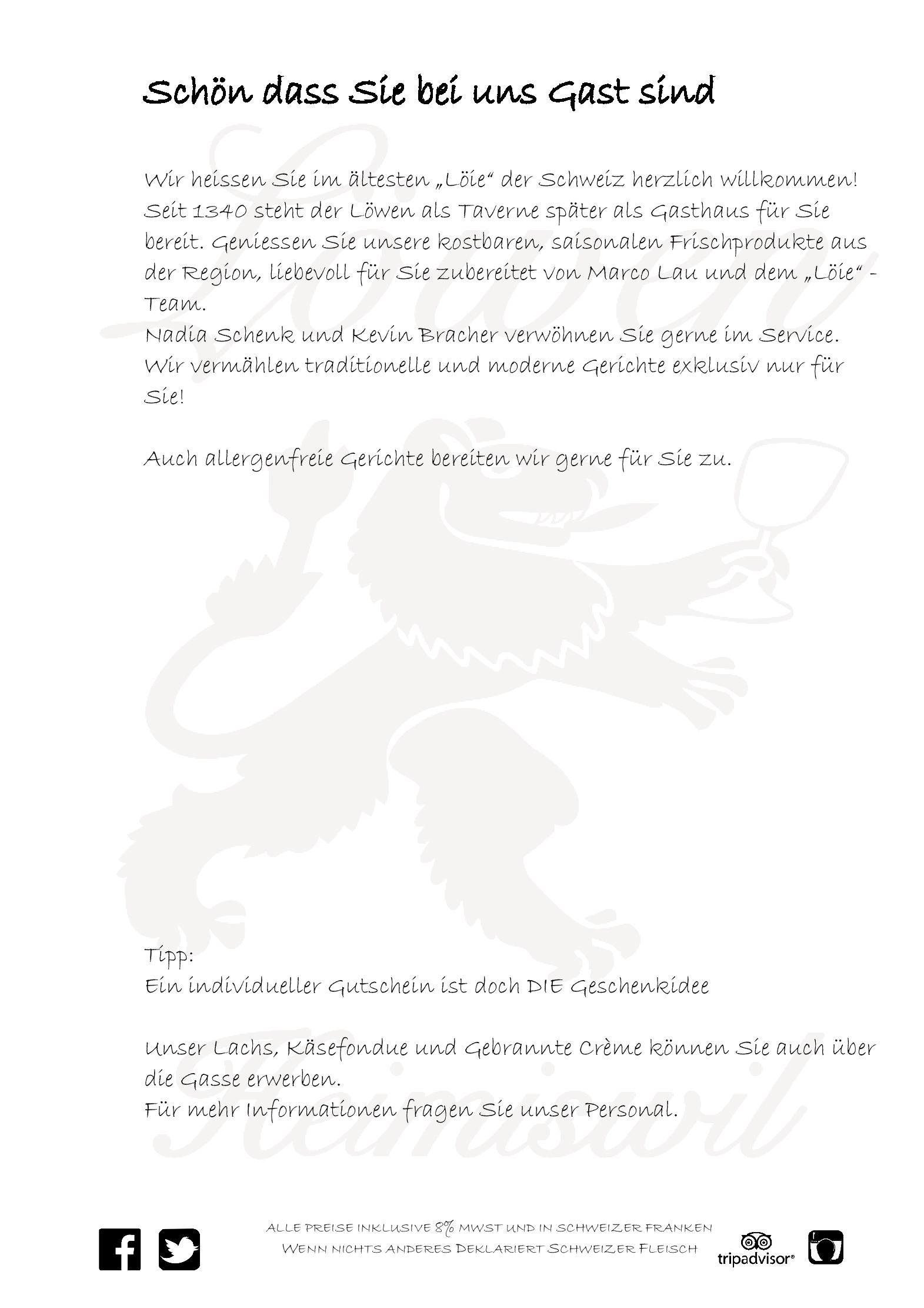 Speisekarte Zum Löwen in Heimiswil, Seite 29