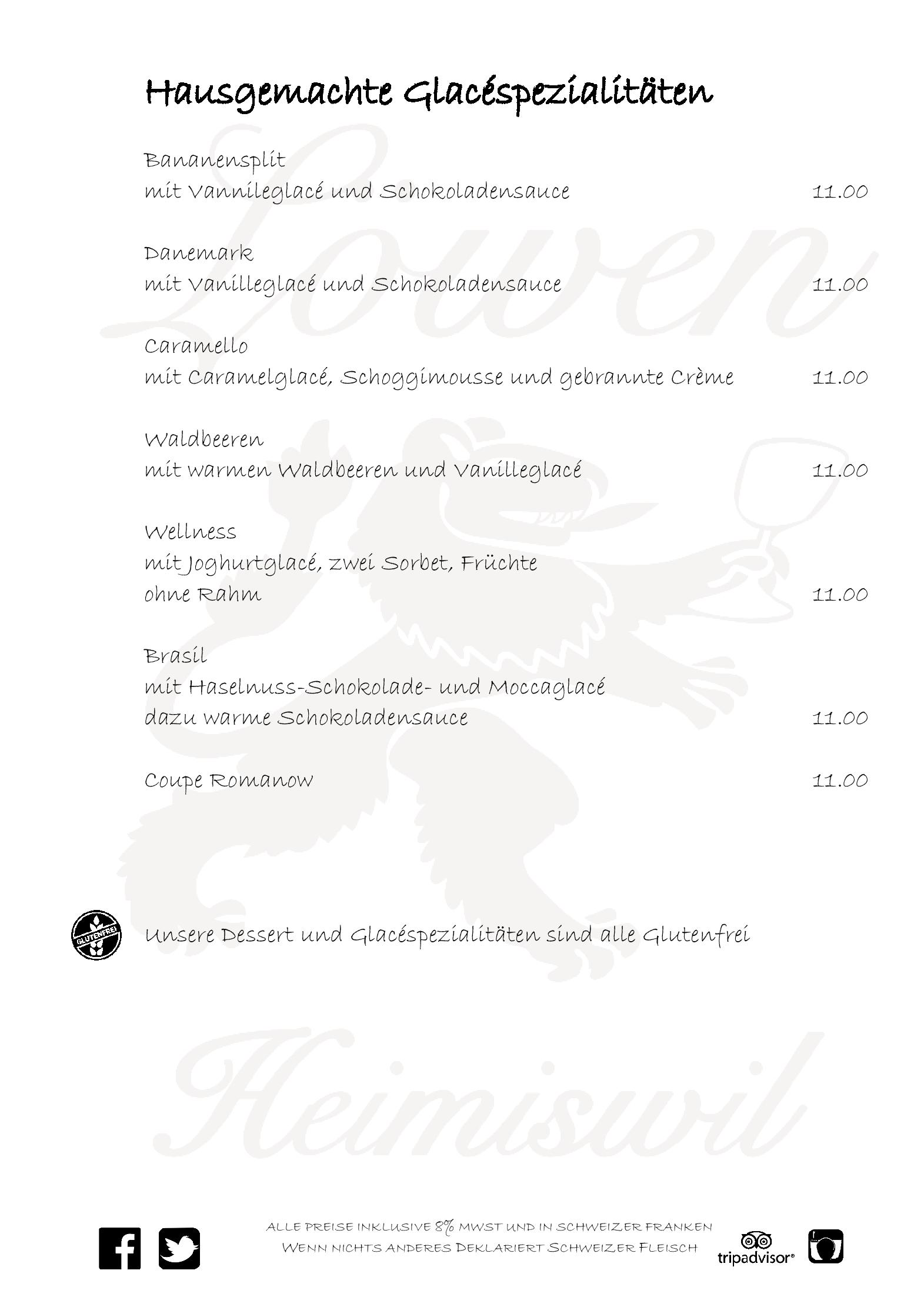 Speisekarte Zum Löwen in Heimiswil, Seite 19