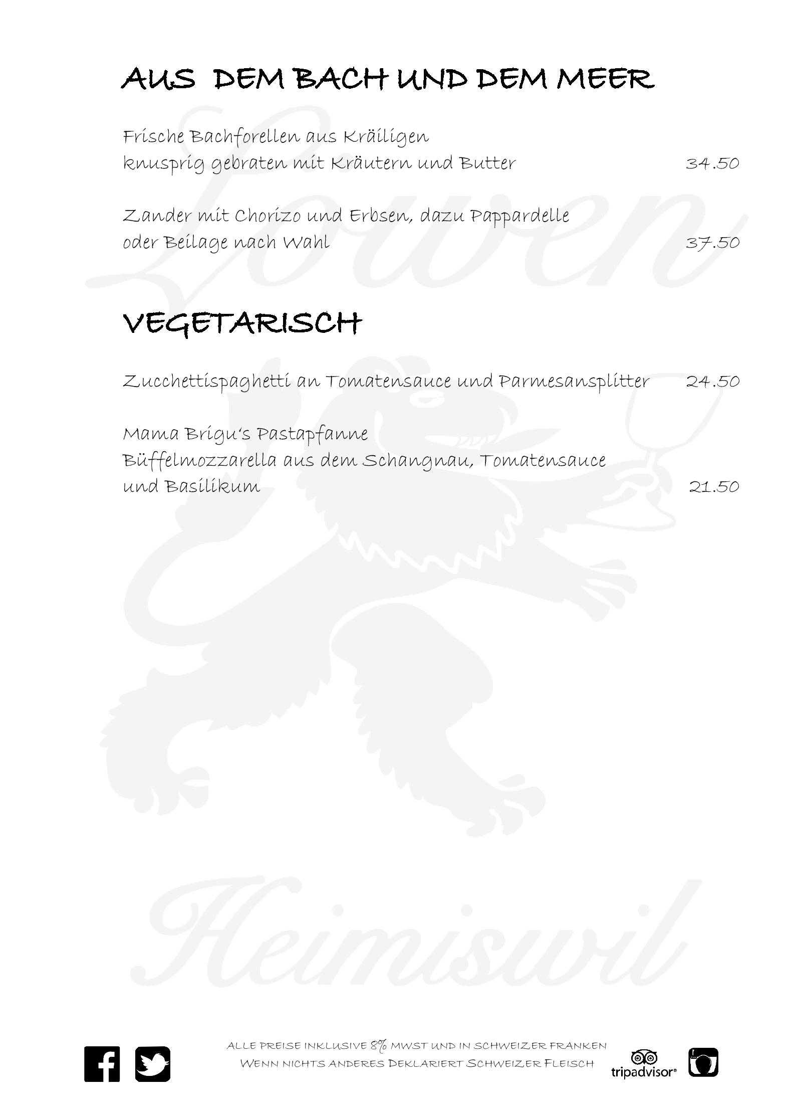 Speisekarte Zum Löwen in Heimiswil, Seite 24