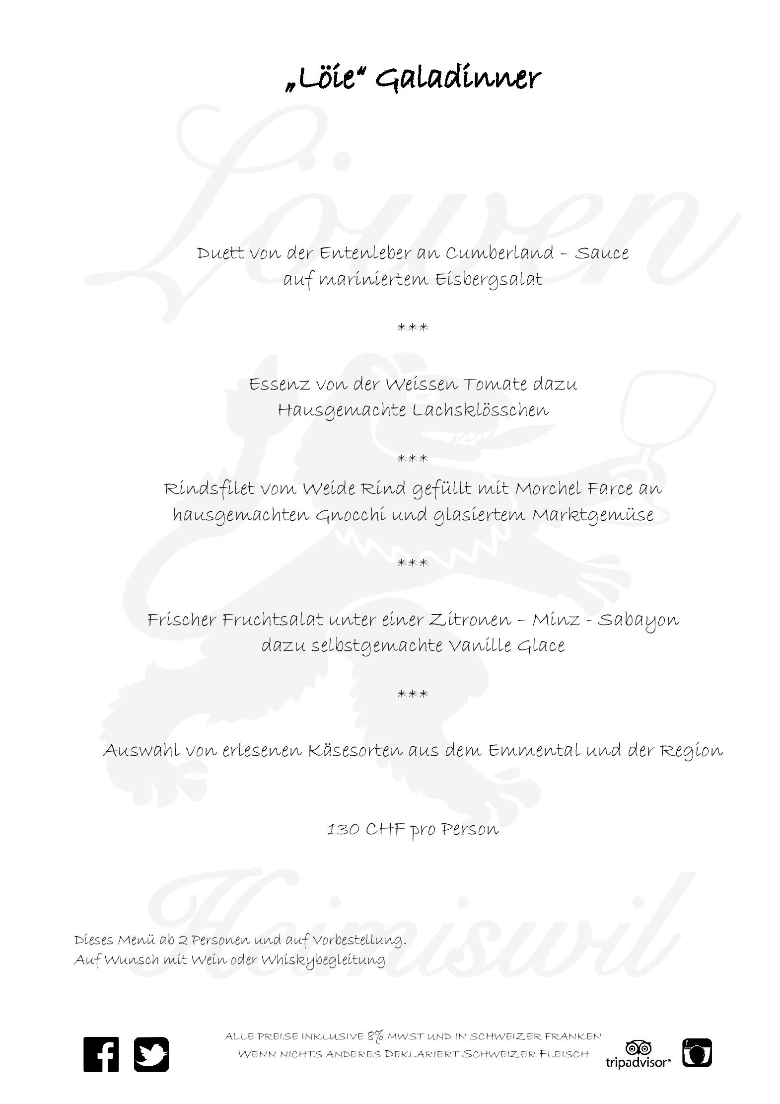 Speisekarte Zum Löwen in Heimiswil, Seite 21