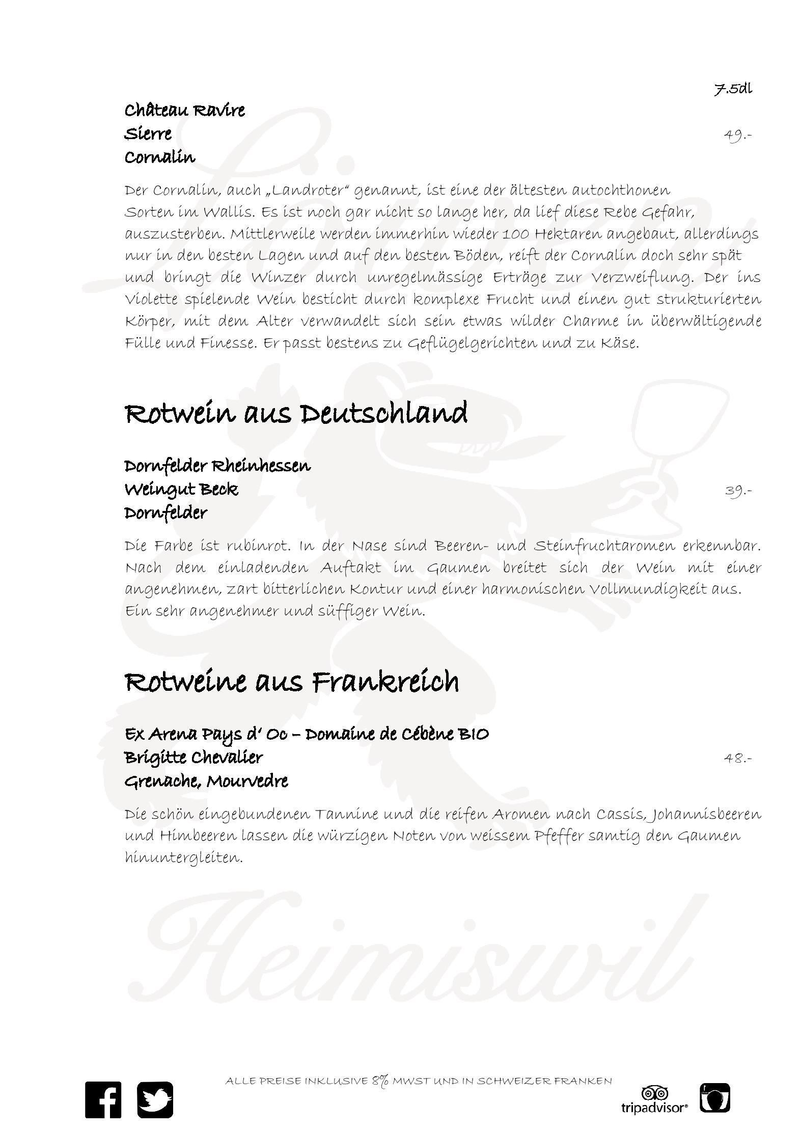 Speisekarte Zum Löwen in Heimiswil, Seite 9