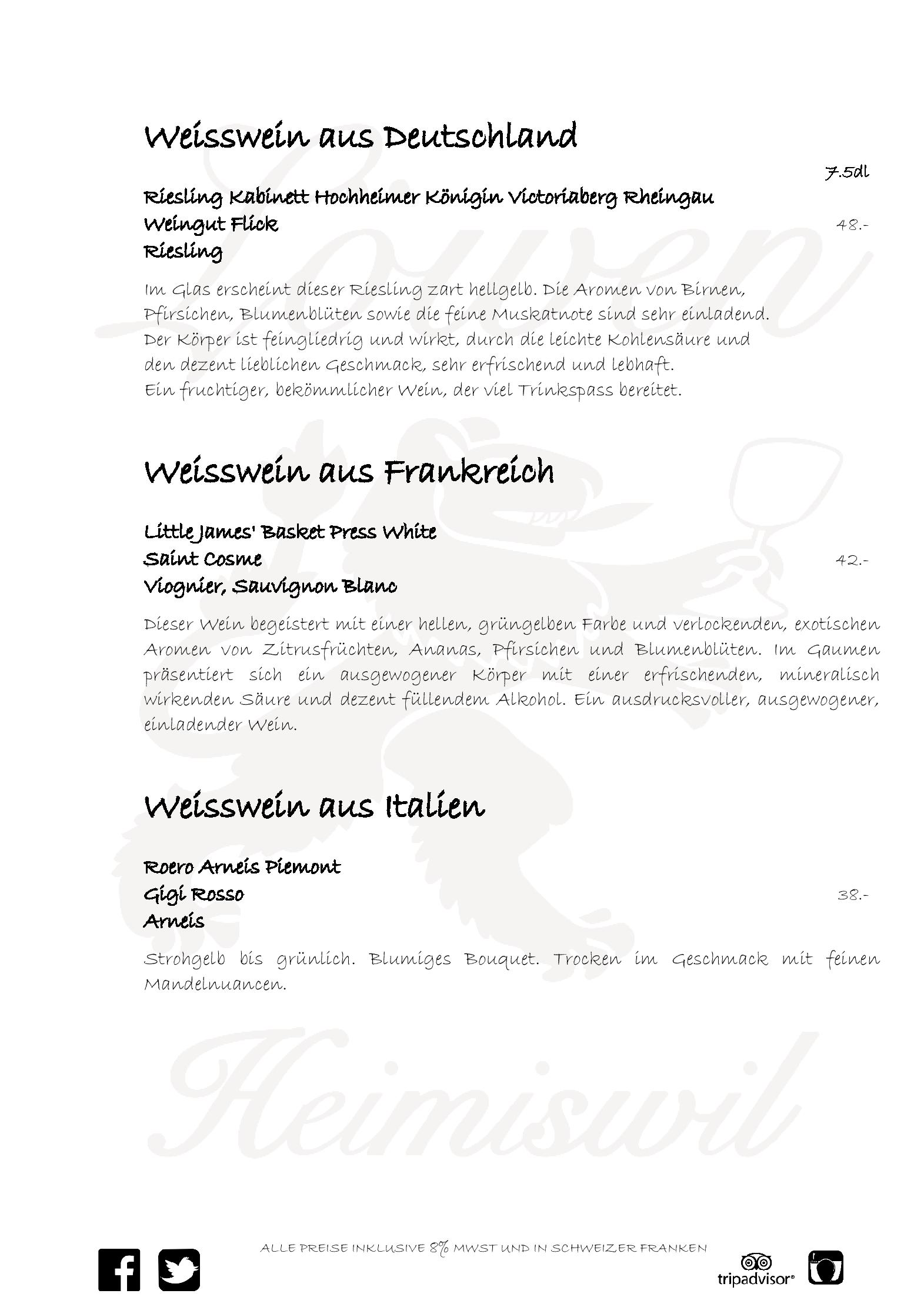 Speisekarte Zum Löwen in Heimiswil, Seite 14