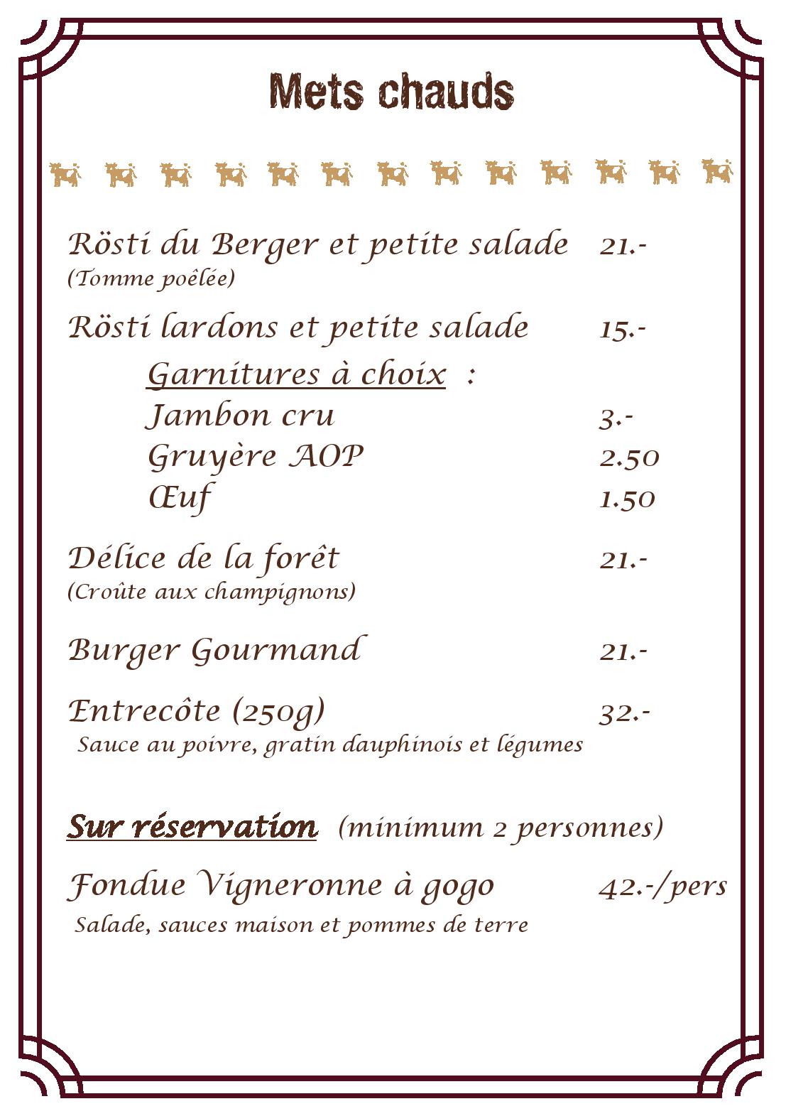 Speisekarte La Fromagerie Gourmande in Montricher, Seite 3