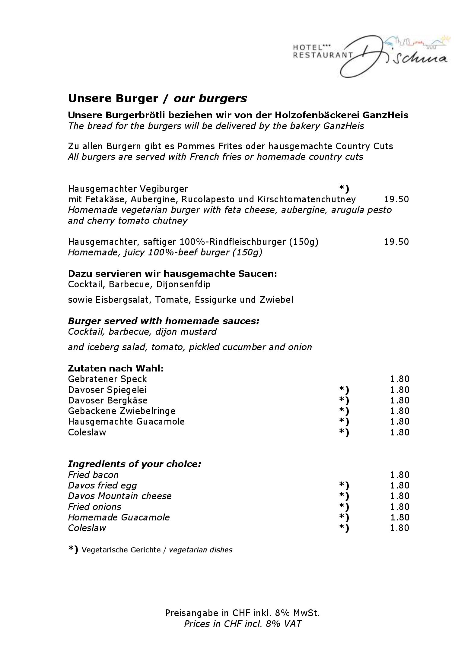 Speisekarte Dischma Restaurant in Davos, Seite 2