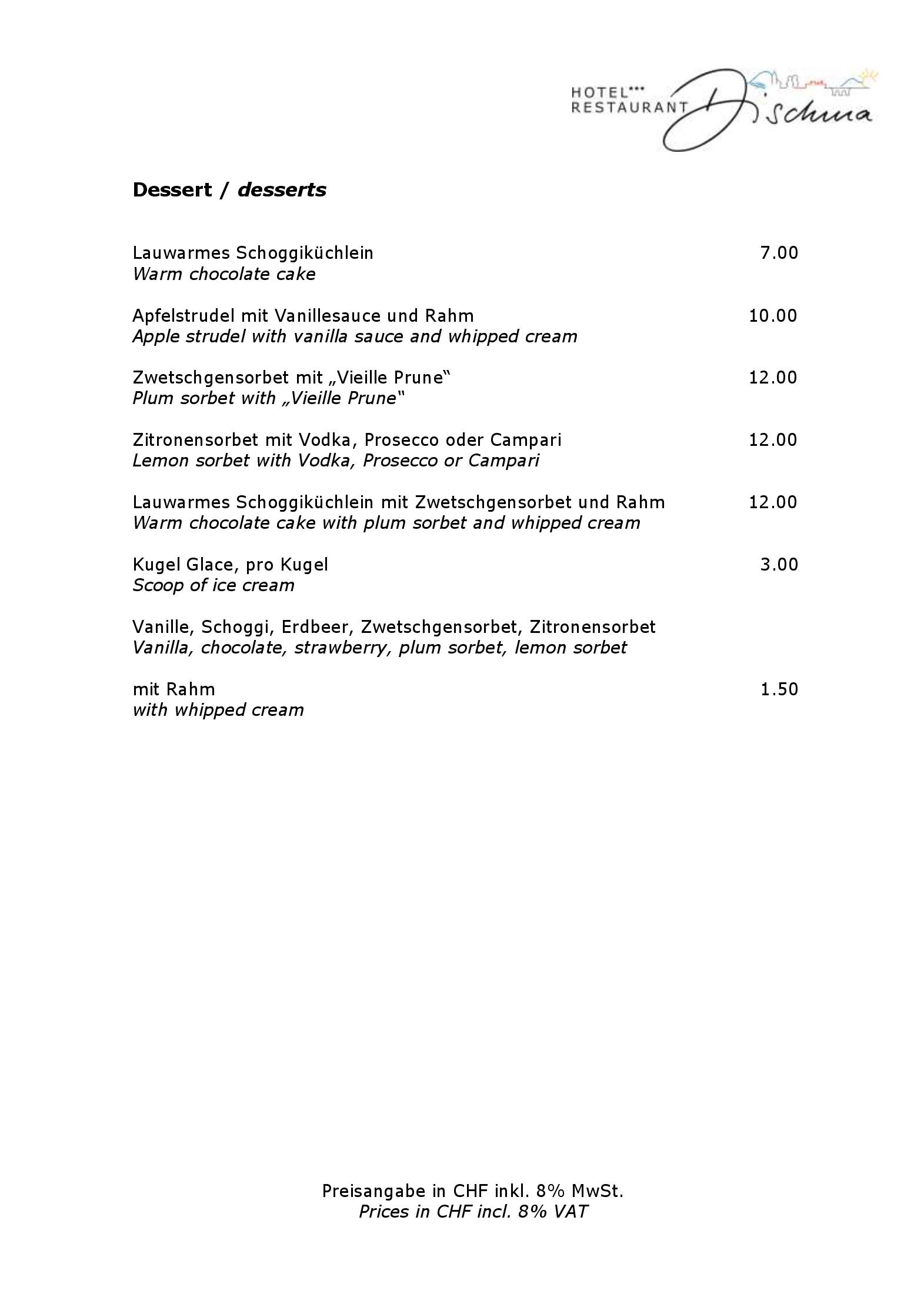 Speisekarte Dischma Restaurant in Davos, Seite 5