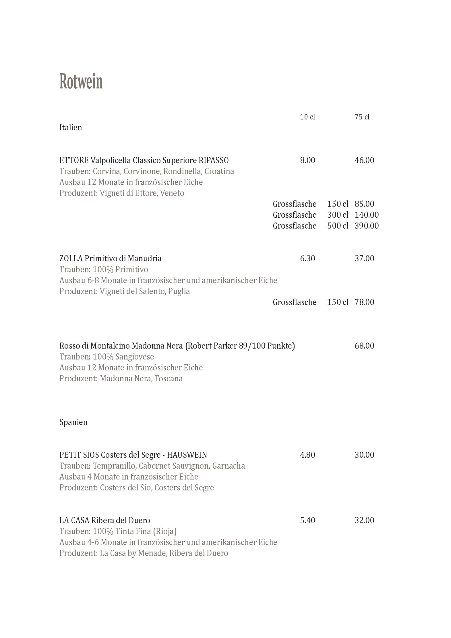 Speisekarte Restaurant Alpenblick in Ramiswil, Seite 11