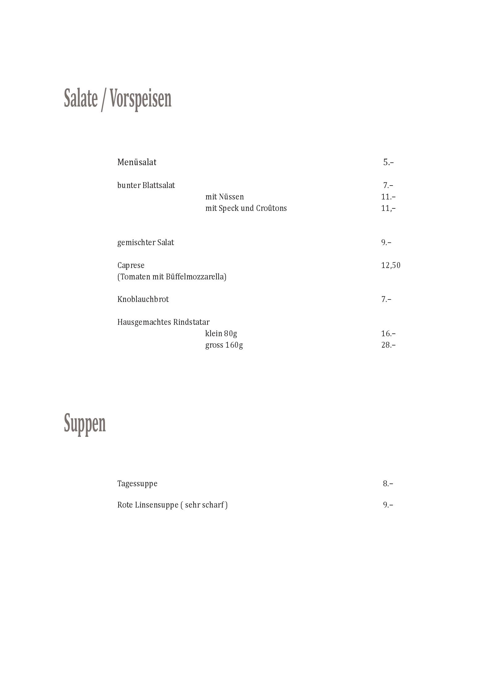 Speisekarte Restaurant Alpenblick in Ramiswil, Seite 2