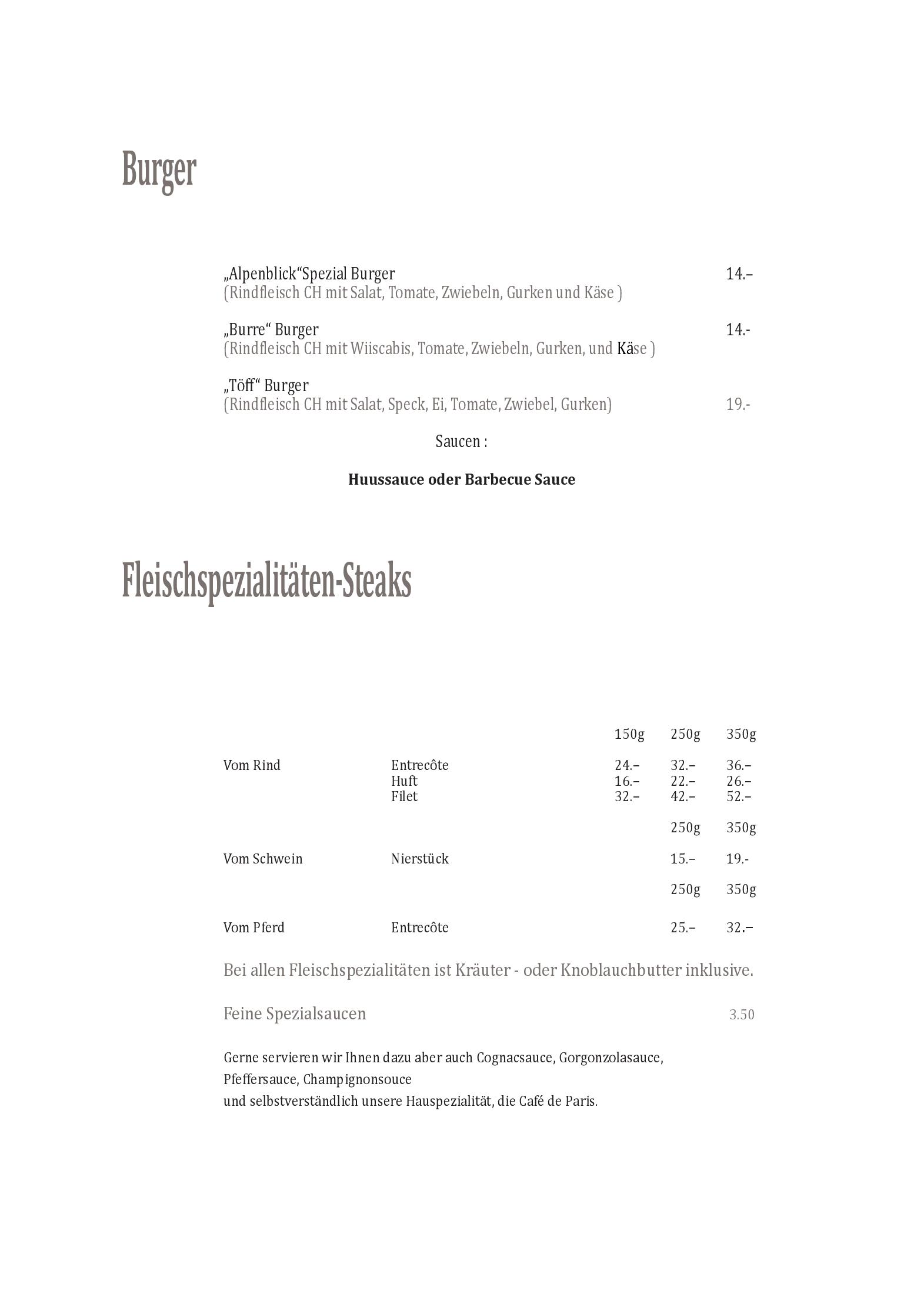 Speisekarte Restaurant Alpenblick in Ramiswil, Seite 3