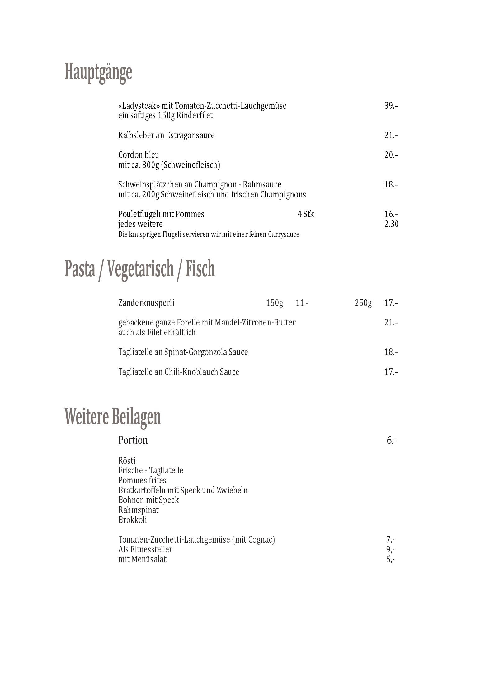 Speisekarte Restaurant Alpenblick in Ramiswil, Seite 4