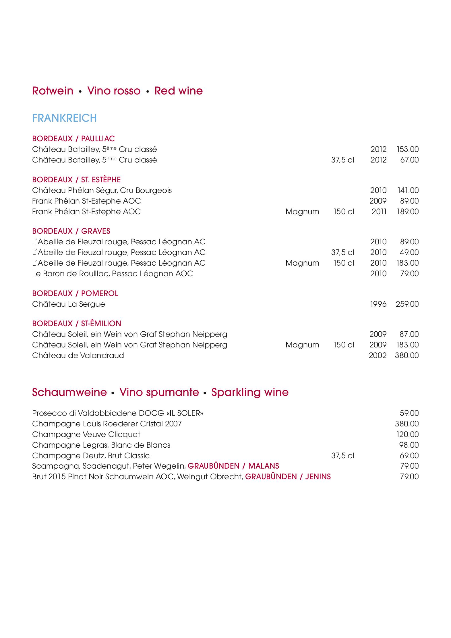 Speisekarte DORTA in Zuoz, Seite 2