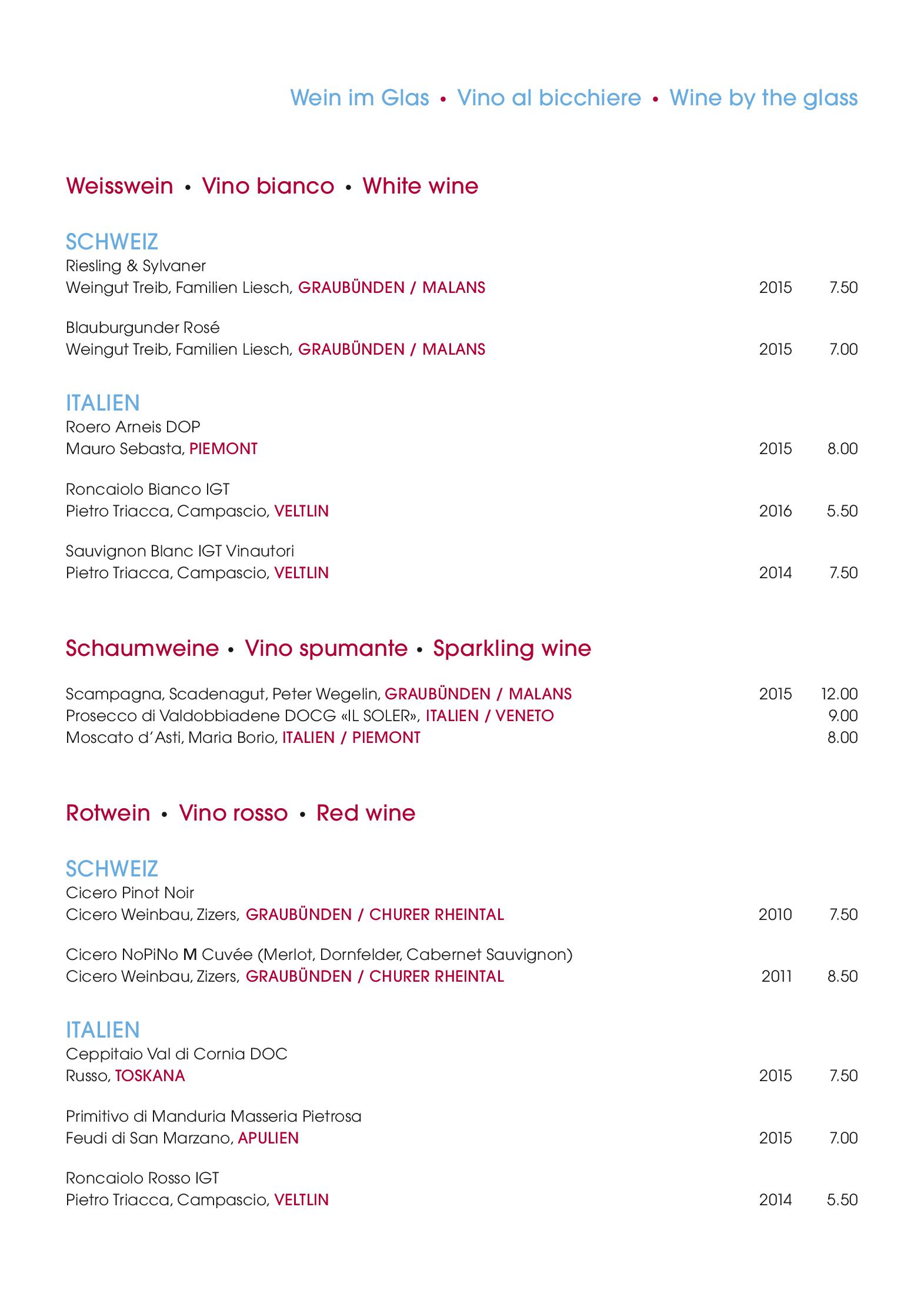 Speisekarte DORTA in Zuoz, Seite 11