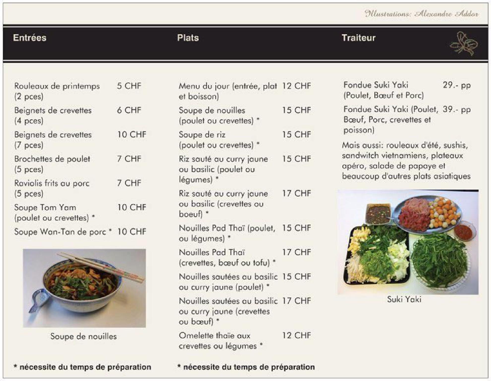 Speisekarte Thai Siri Take Away in Sainte-Croix, Seite 1
