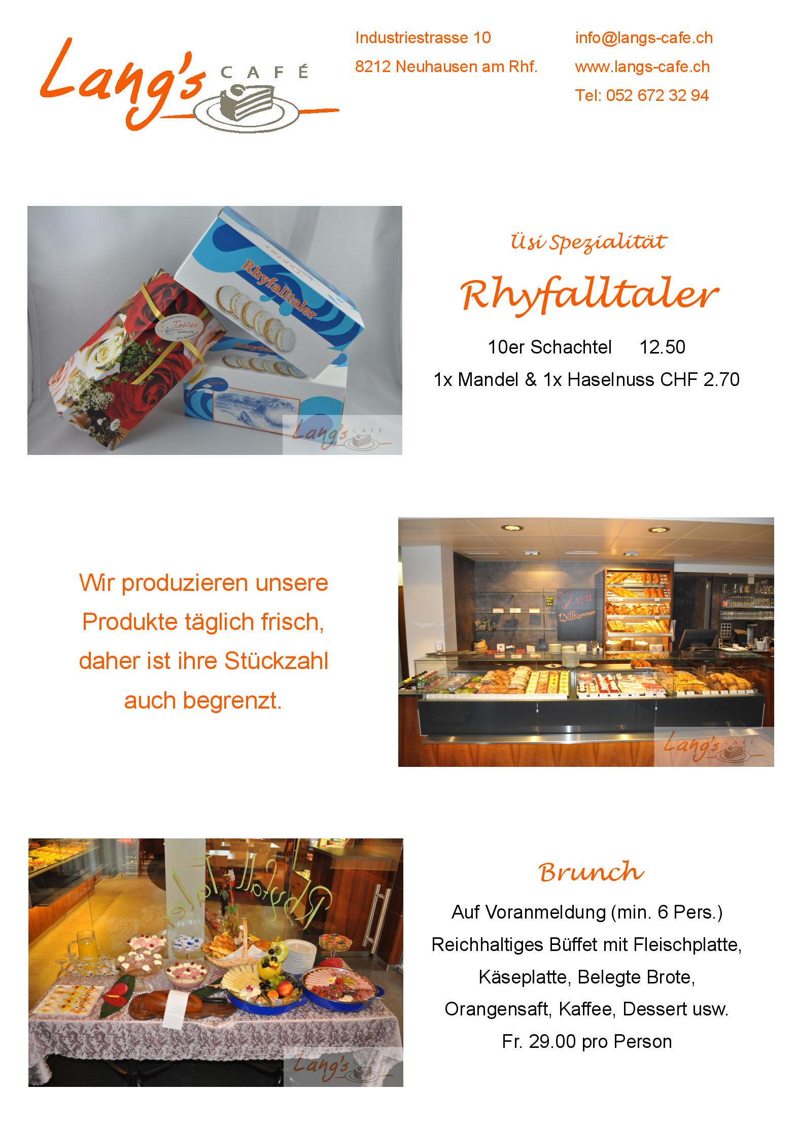 Speisekarte Lang's Café in Schaffhausen, Seite 5